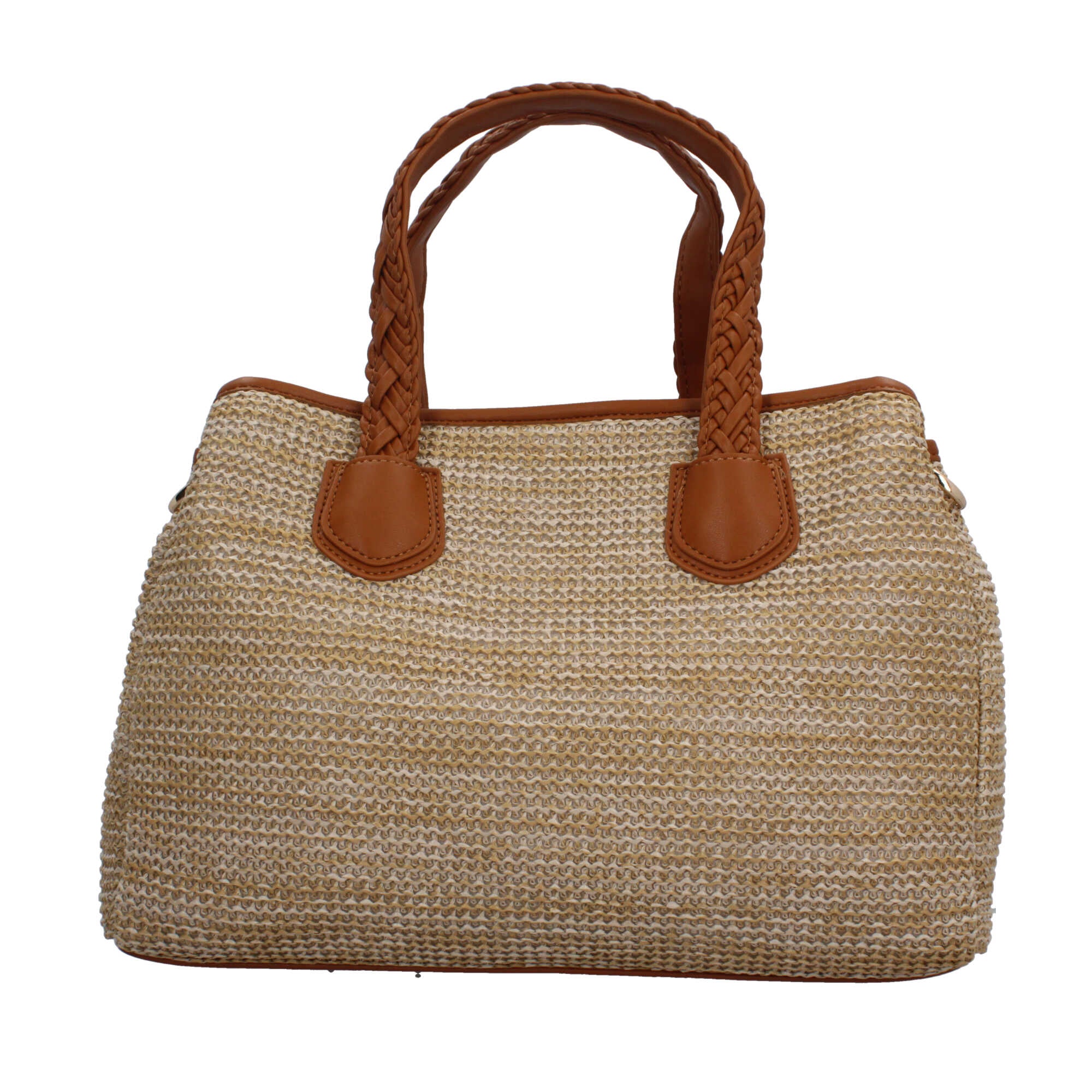 Borsa a mano Kuve in paglia sintetica con manici intrecciati