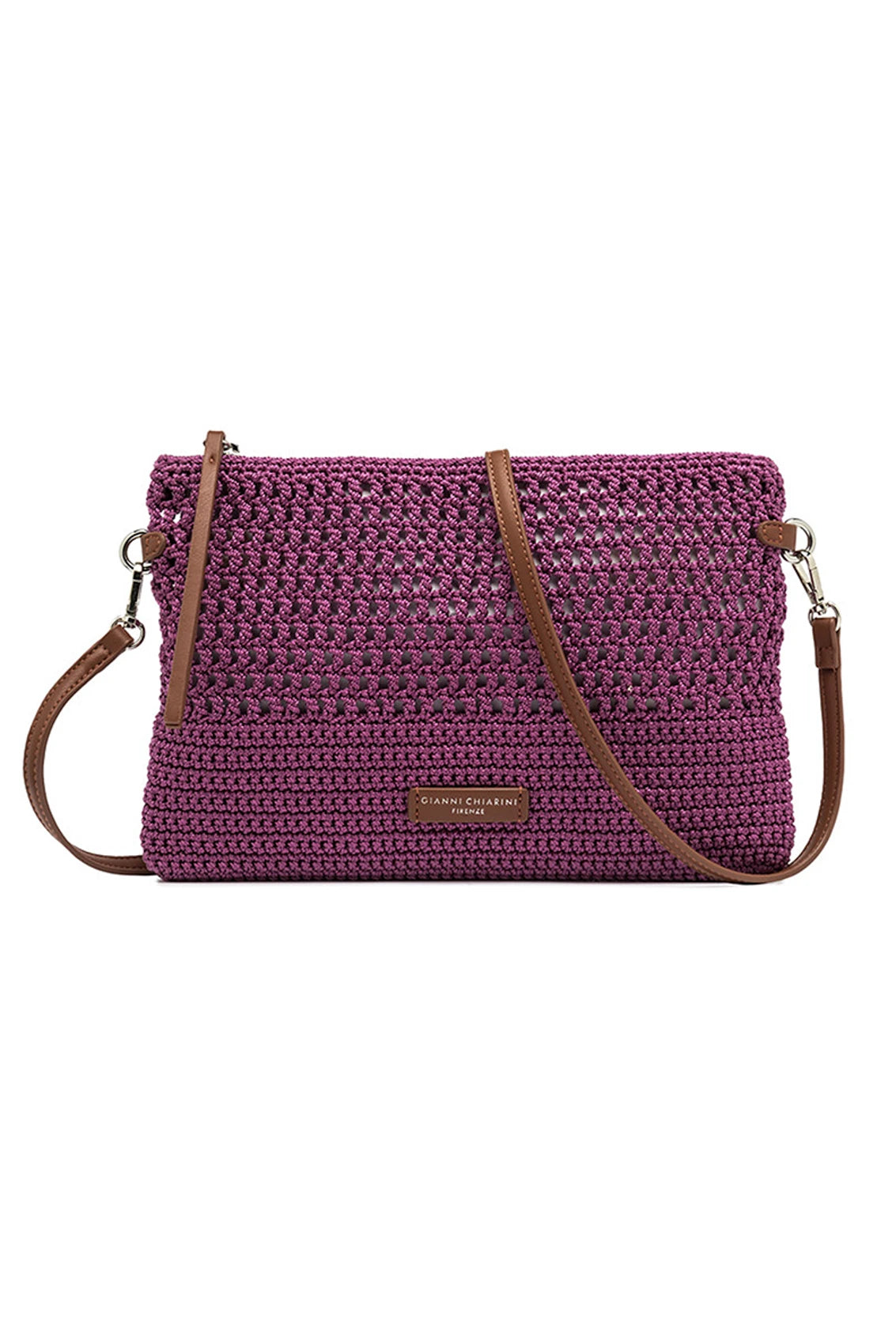 Pochette Gianni Chiarini in tessuto uncinetto con tracolla removibile