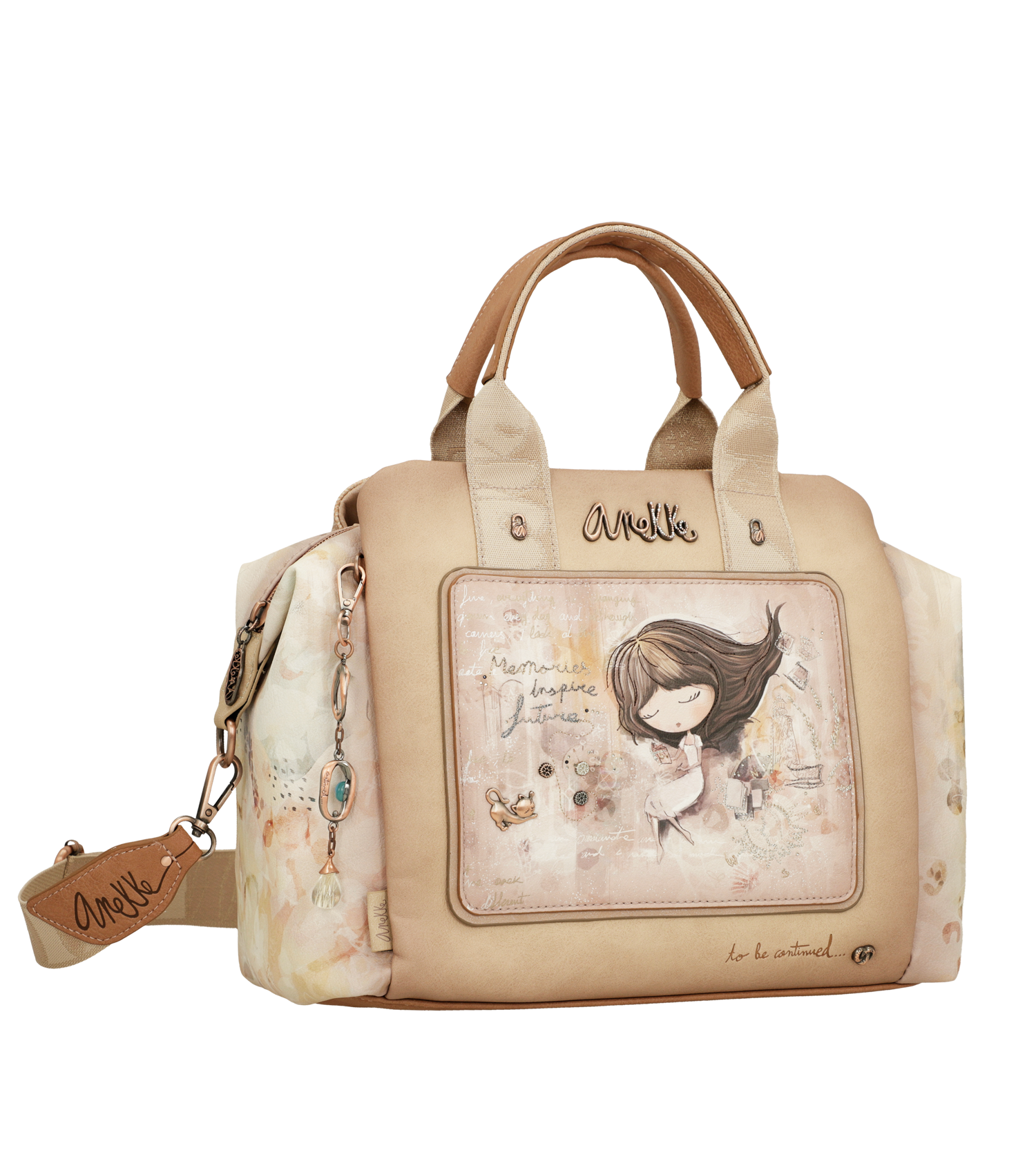 Borsa Anekke raffinata e capiente con illustrazione esclusiva Beige TU | Giò Fashion