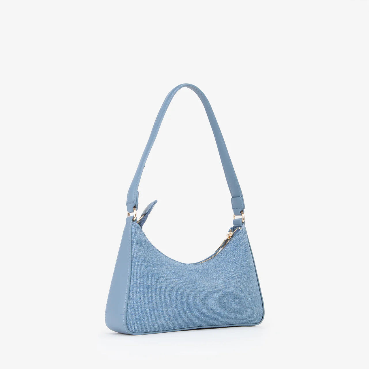 Borsa a spalla Valentino modello Kelly in tessuto effetto denim