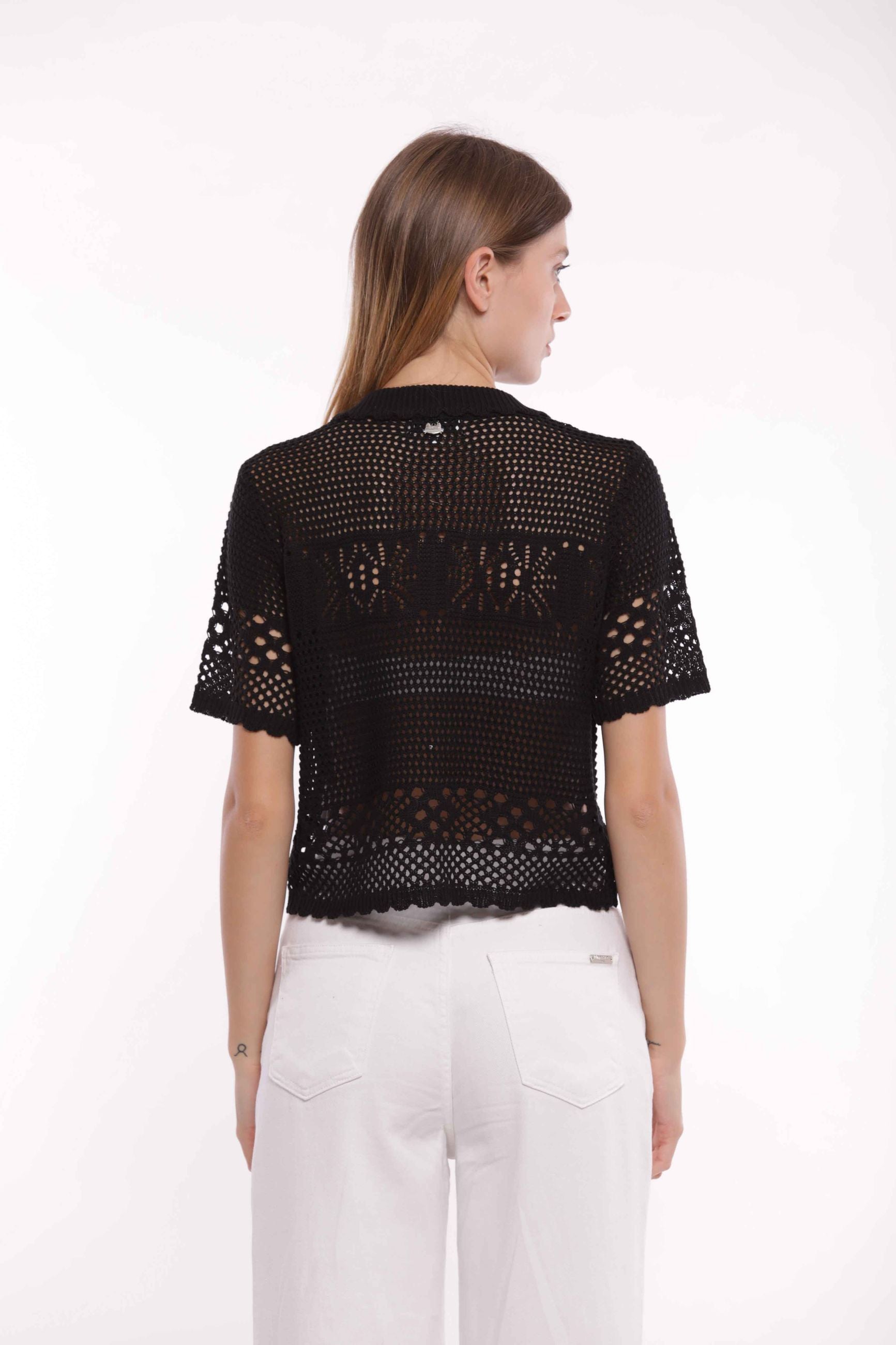 Cardigan Corto in Crochet con Maniche Corte Mimi Mua