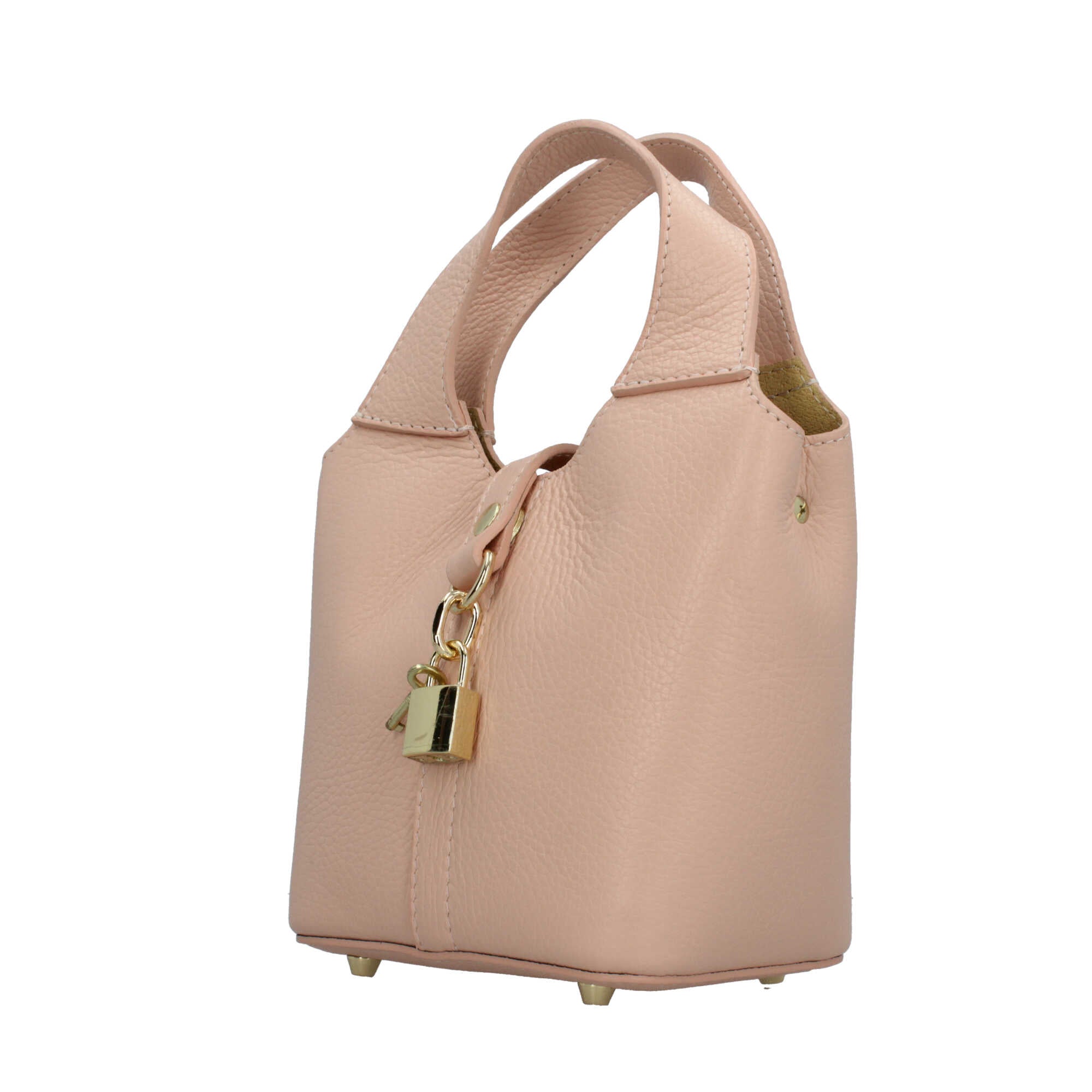 Borsa Made in Italy a mano in vera pelle con chiusura a lucchetto