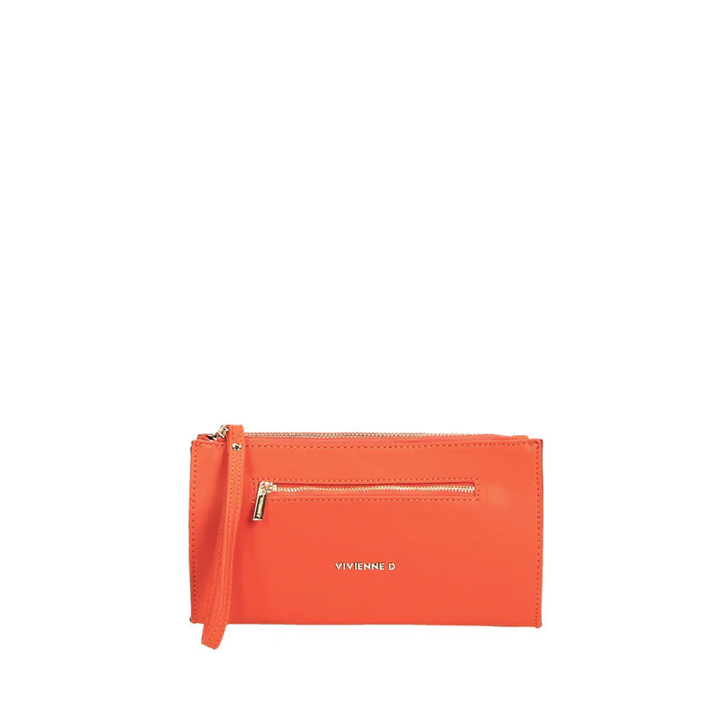 Portafoglio Vivienne D donna con zip e laccetto design pratico elegante Arancione TU | Giò Fashion