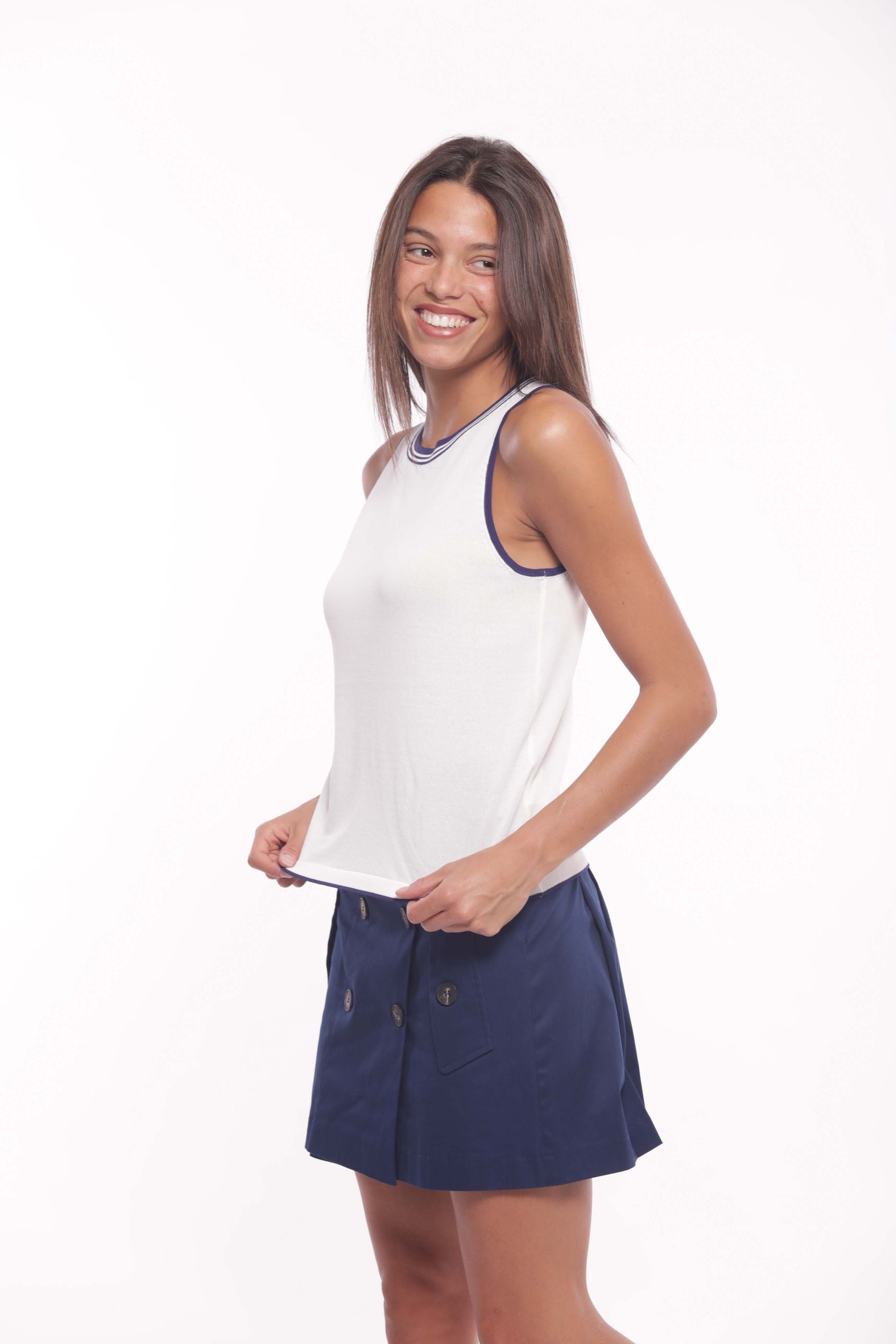 Minimua Top in Maglia con Dettagli Bicolor Bianco L | Giò Fashion