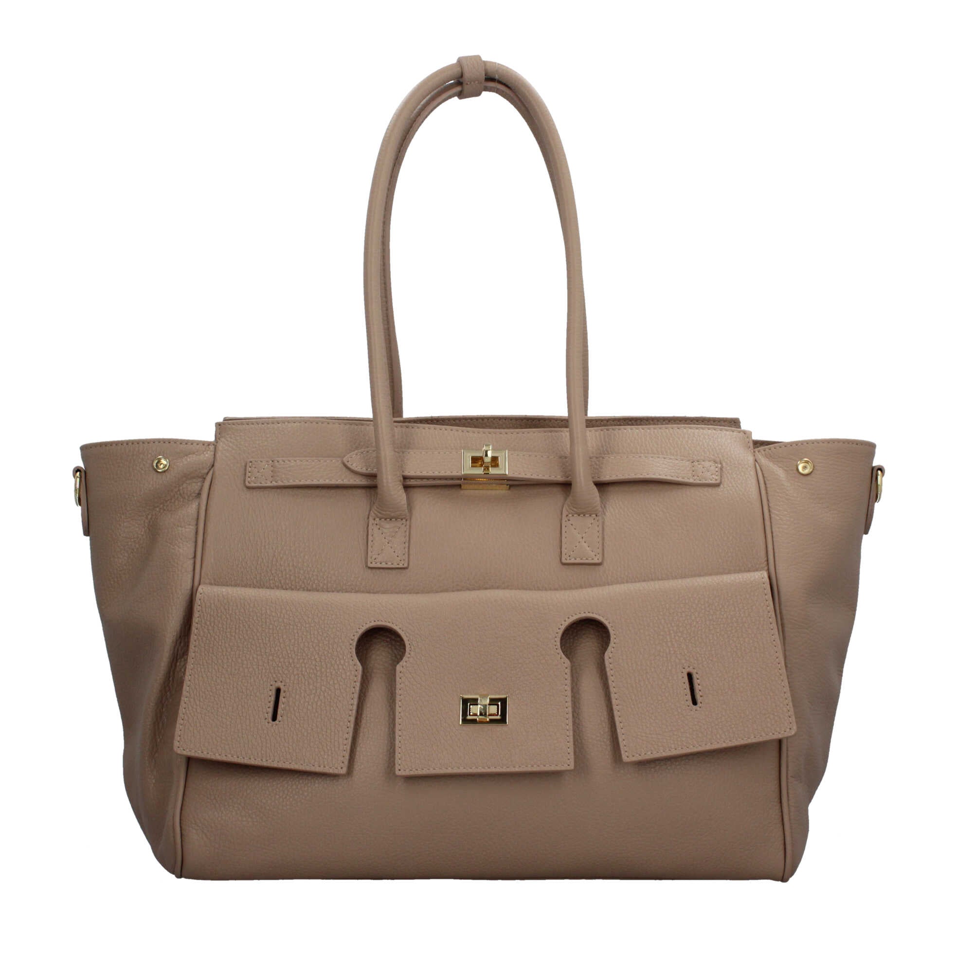 Borsa Made in Italy in vera pelle a spalla con design strutturato