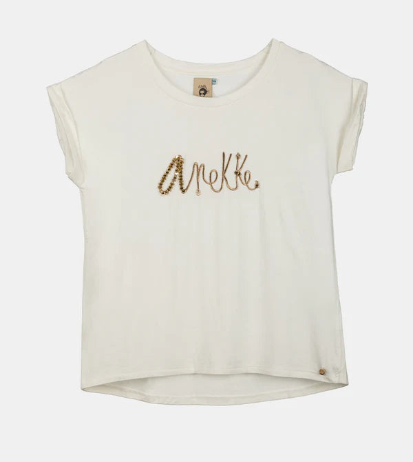 T-shirt Anekke con logo ricamato in paillettes Bianco S/M | Giò Fashion
