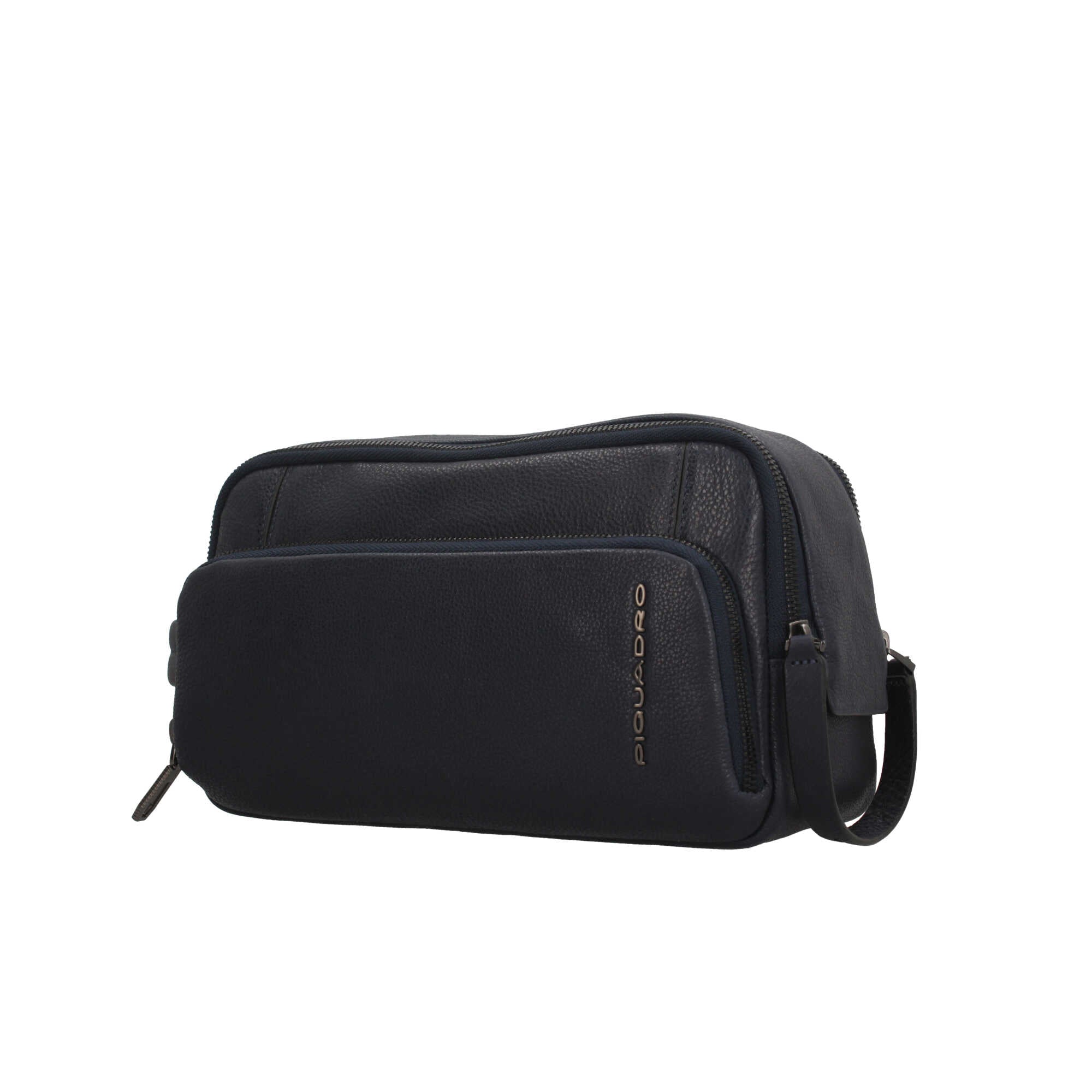 Beauty case in pelle Piquadro con doppia zip
