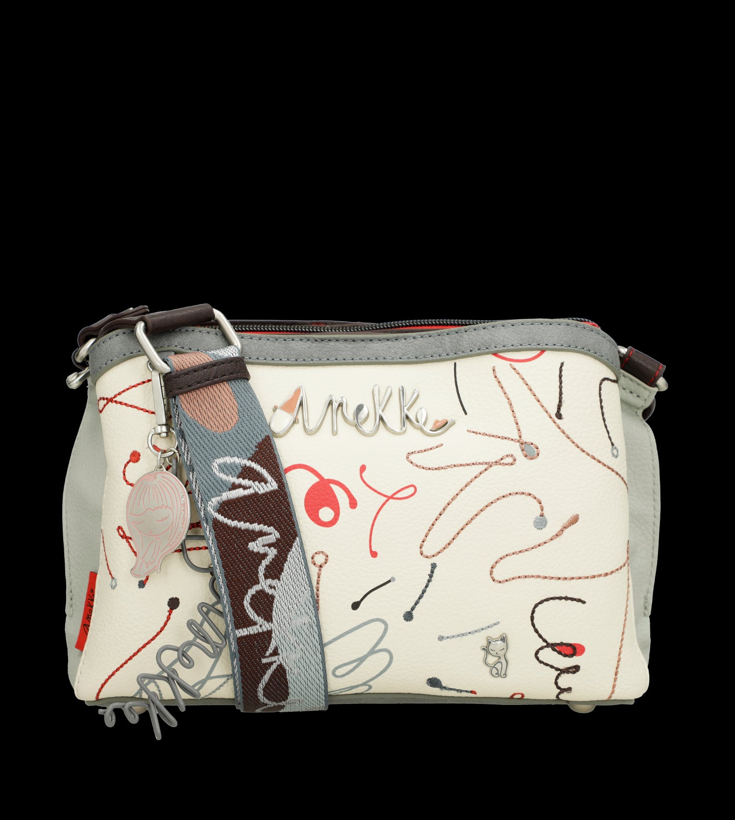 Borsa a tracolla Anekke compatta con design artistico