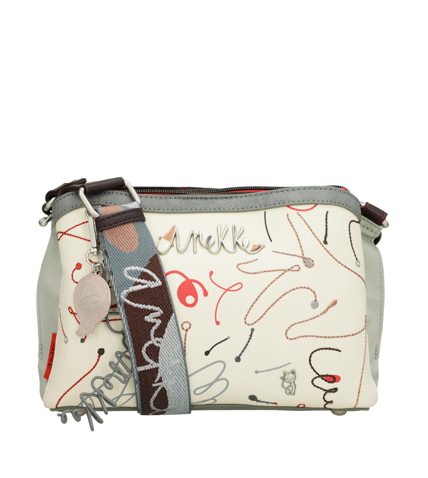 Borsa a tracolla Anekke compatta con design artistico Bianco TU | Giò Fashion