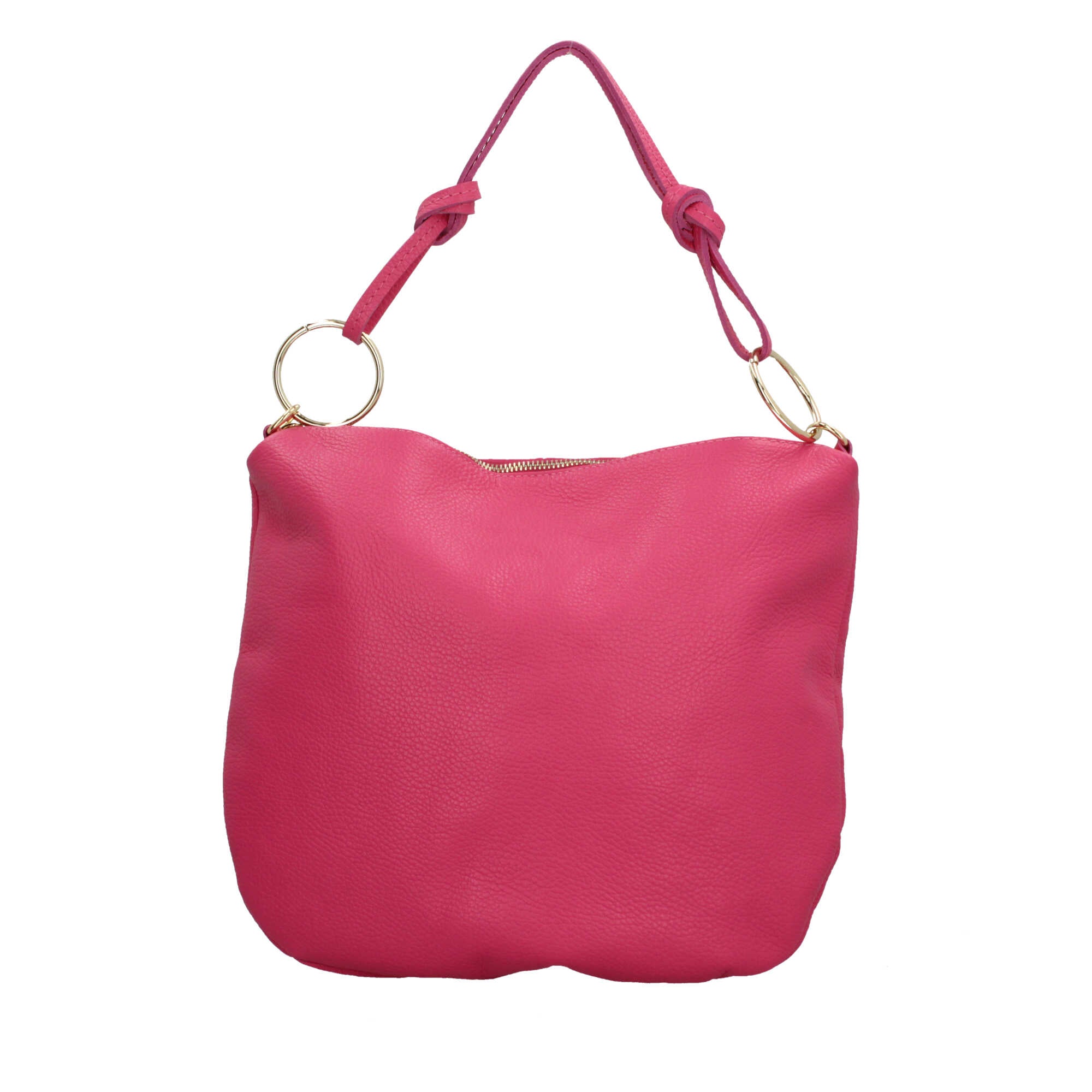 Borsa a spalla in pelle Made in Italy con manico ad anelli