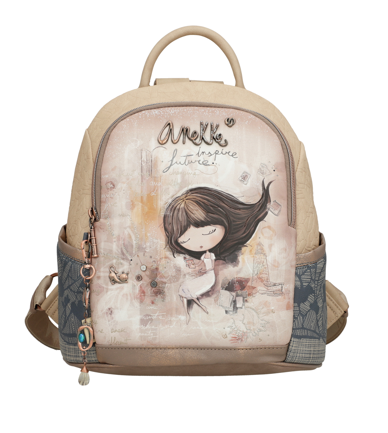Zaino Anekke spazioso ed elegante con illustrazione esclusiva Beige TU | Giò Fashion