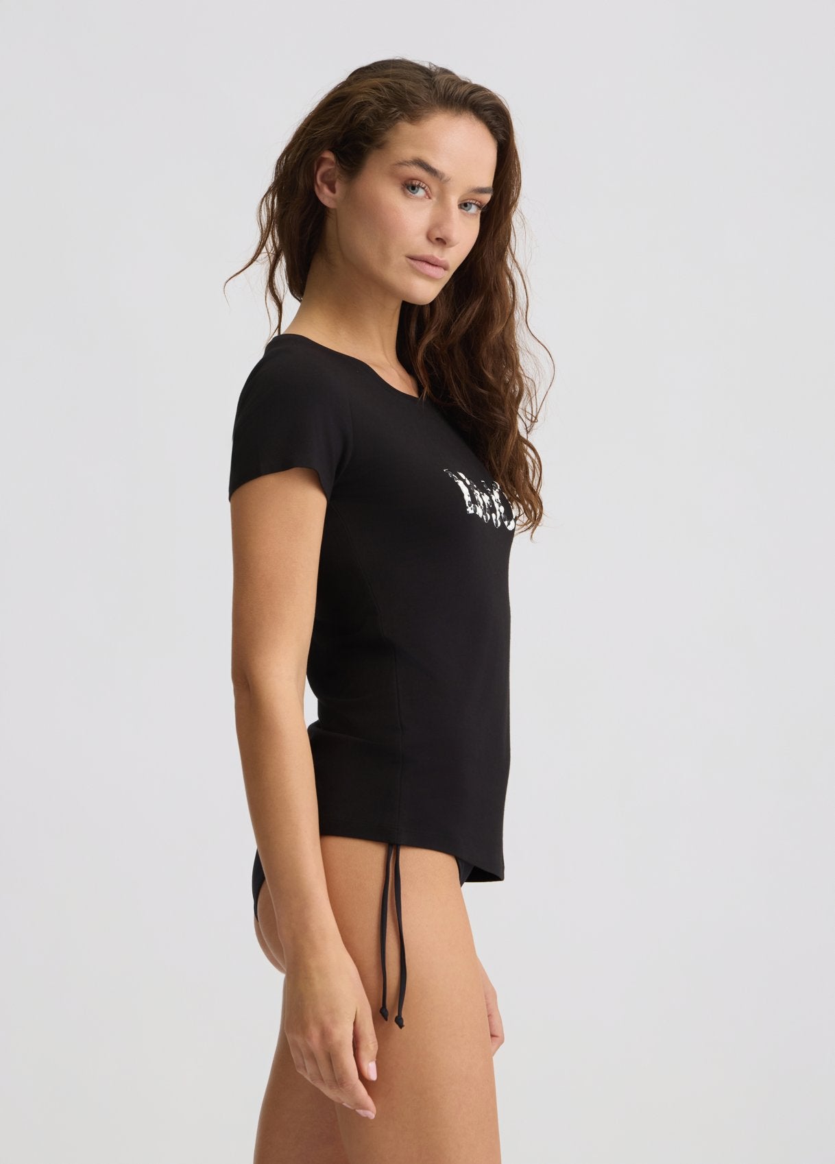 Liu Jo T-shirt in Viscosa con Logo e Perle
