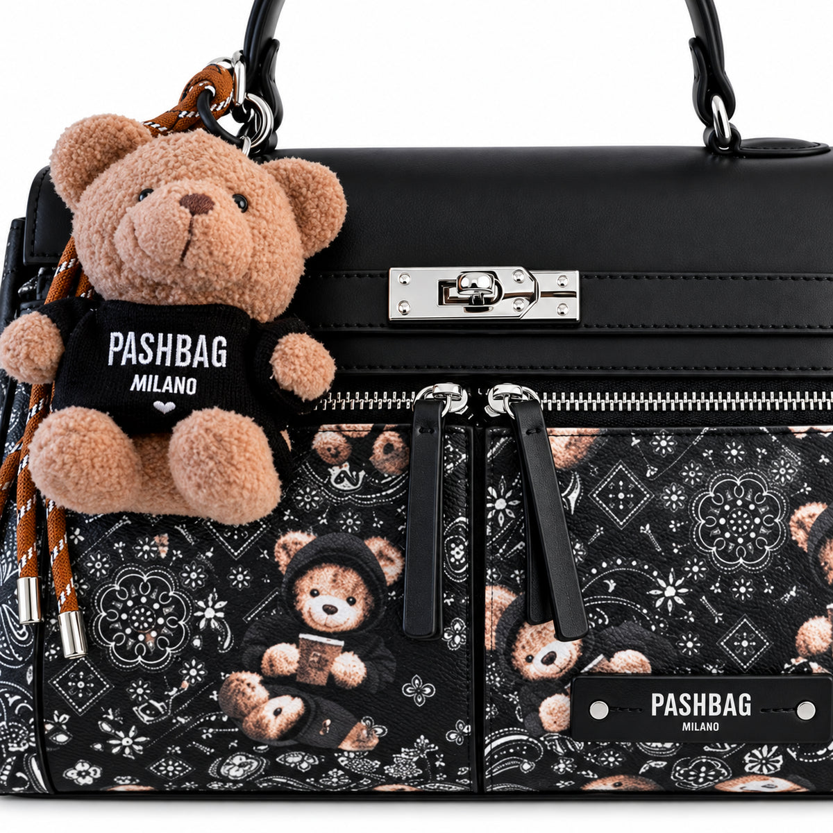 Borsa a mano Pash Bag Vintage Kelsie con charm orsetto