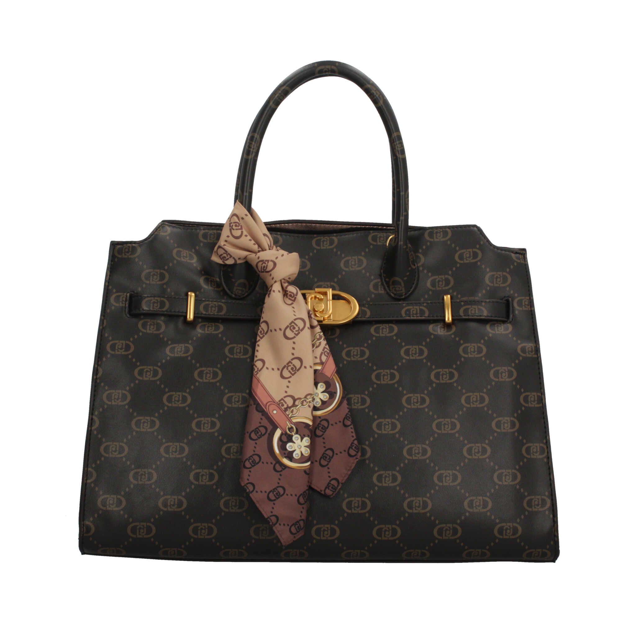 Borsa Liu Jo con Dettagli Dorati e Foulard Decorativo Nero TU | Giò Fashion