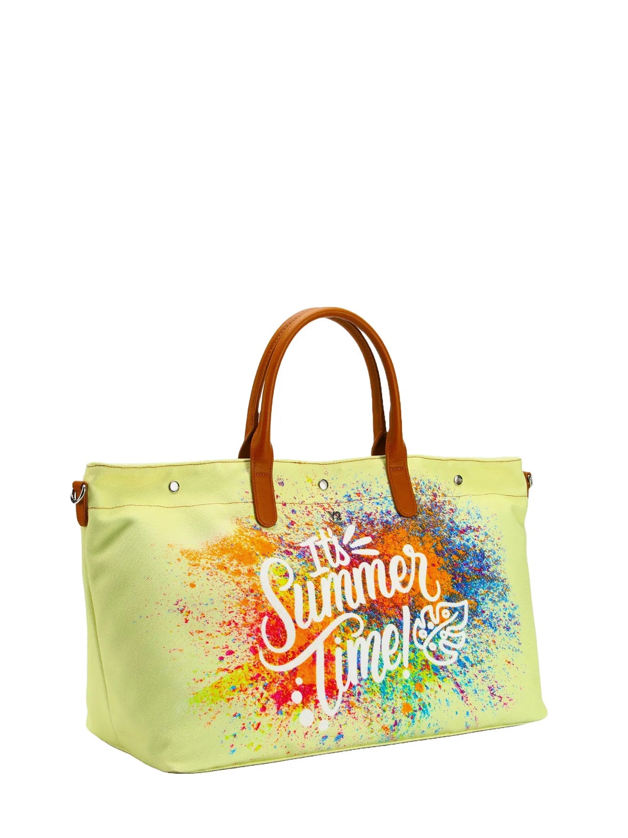 Borsa mare Ynot in tessuto con stampa estiva e tracolla rimovibile