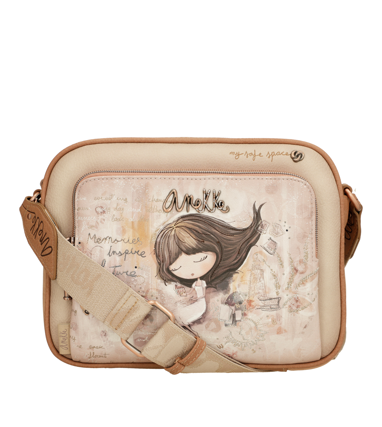 Borsa a tracolla Anekke compatta e raffinata con tasca frontale Beige TU | Giò Fashion