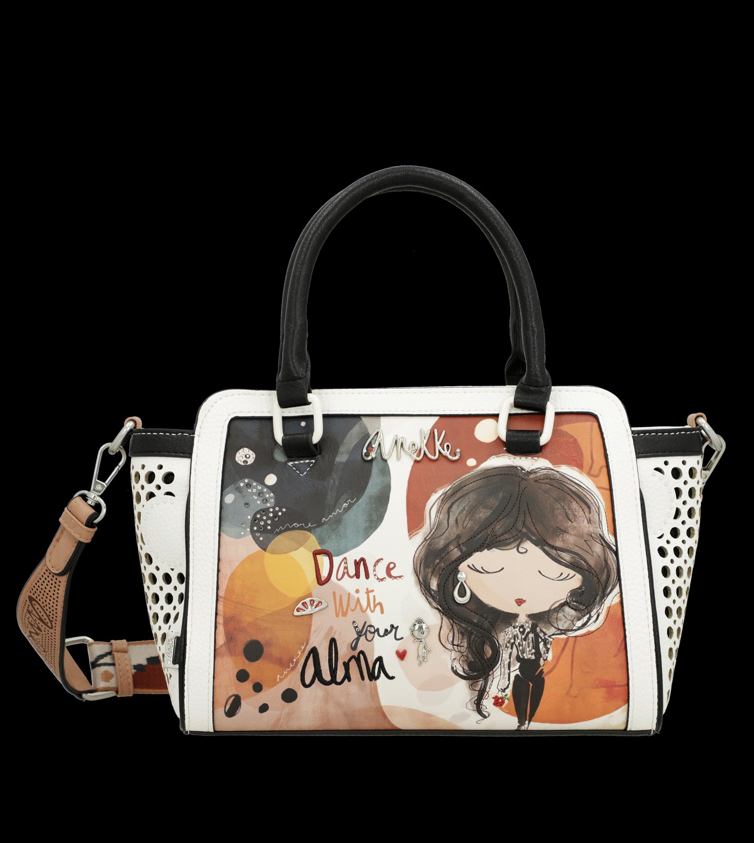 Borsa a mano Anekke con dettagli traforati e design artistico