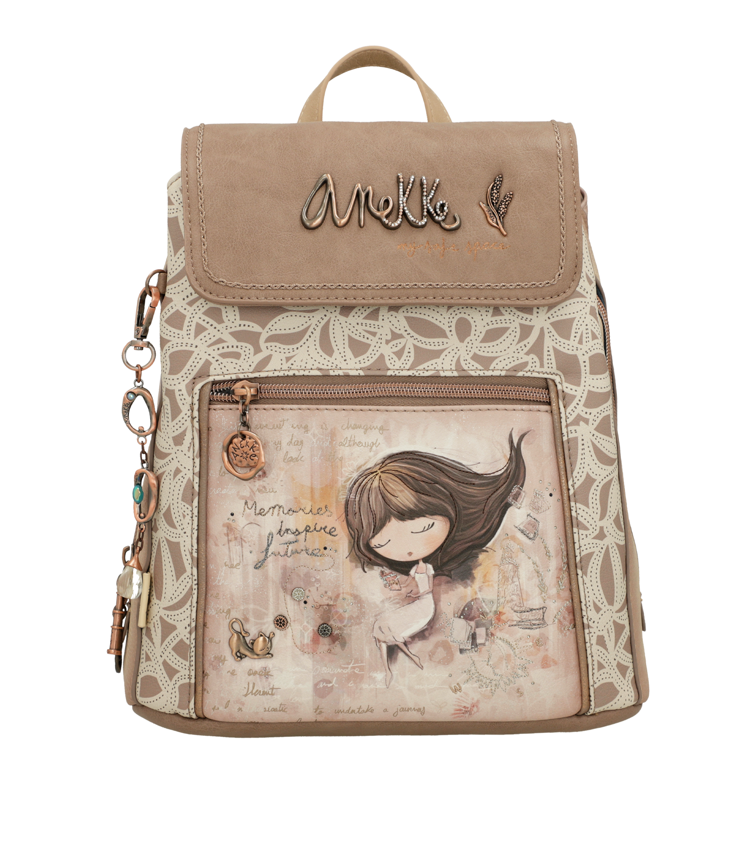 Zaino Anekke con chiusura a patta e dettagli floreali Beige TU | Giò Fashion