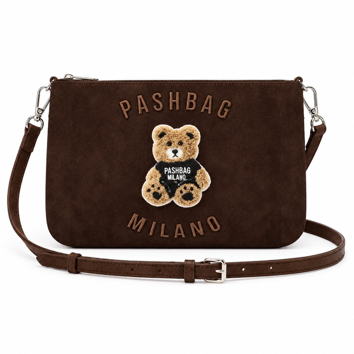 PashBag Borsa a Tracolla Compatta con Orsetto Ricamato