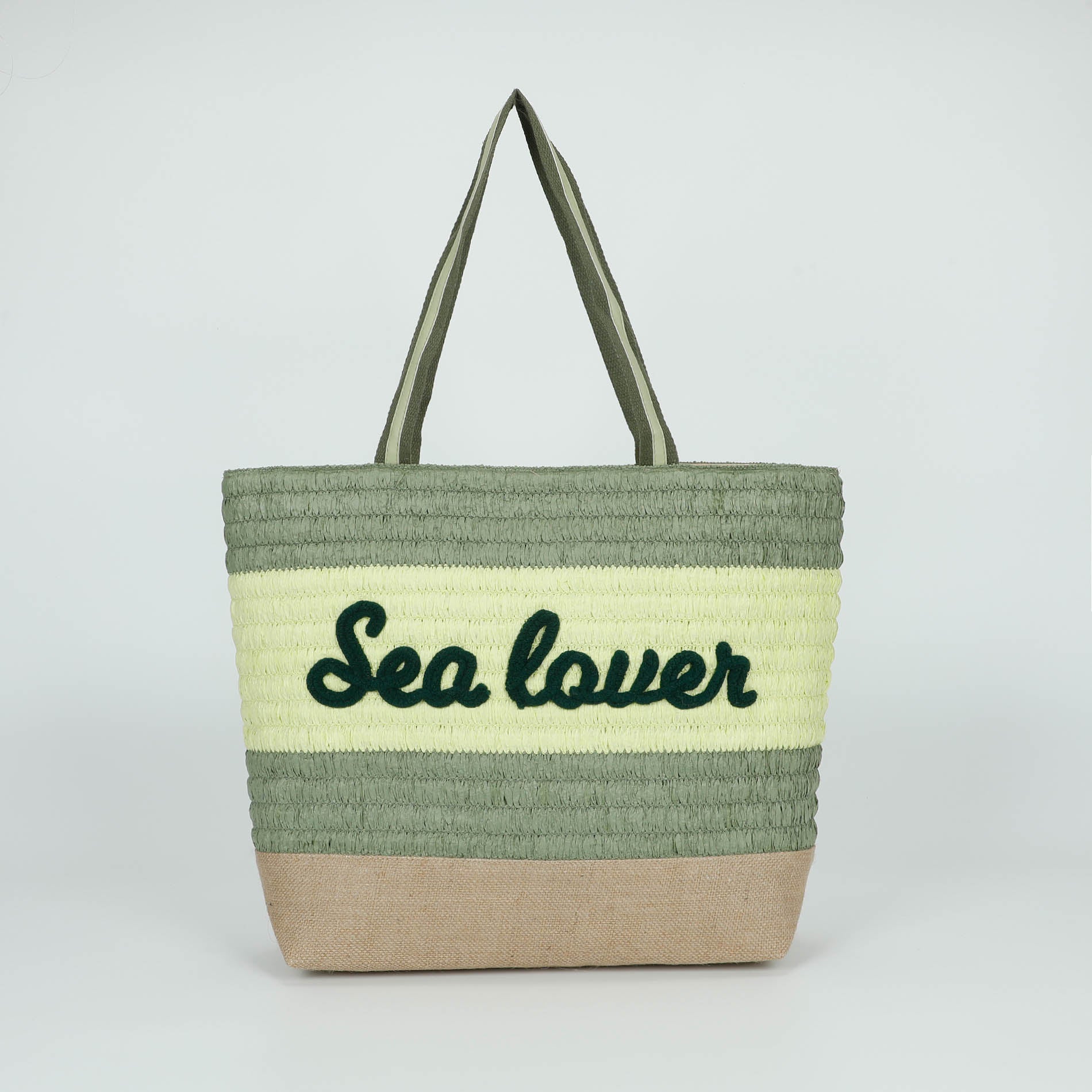 Mimi Mua borsa shopper Sea Lover in paglia Verde TU | Giò Fashion