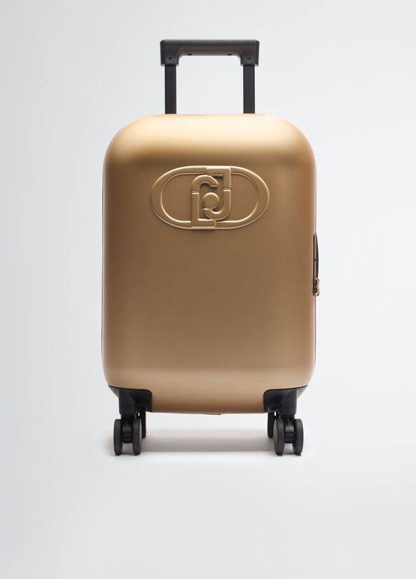 Trolley rigido Liu Jo in policarbonato con logo in rilievo Oro TU | Giò Fashion