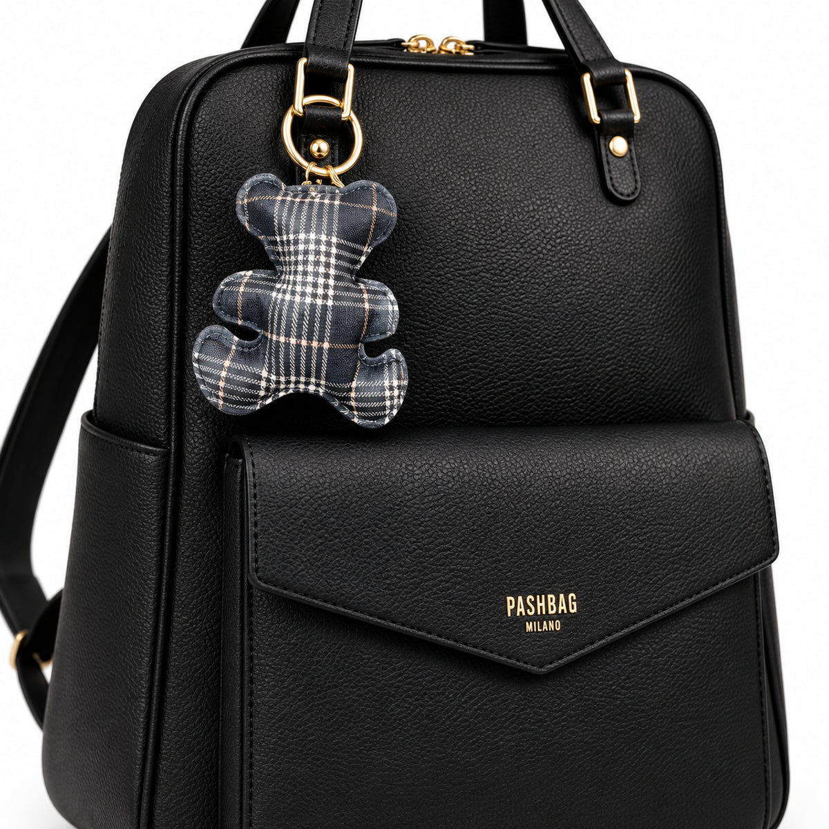 PashBag Zaino Donna con Tasca Frontale e Charm Orsetto