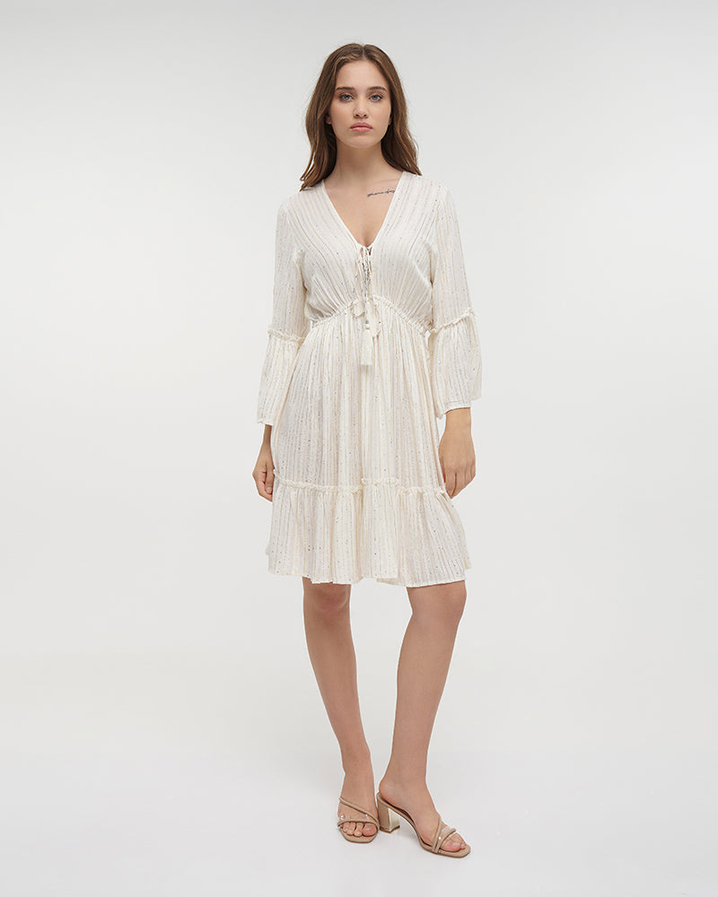 Ble Resort Collection Abito Corto a Maniche Lunghe con Lurex