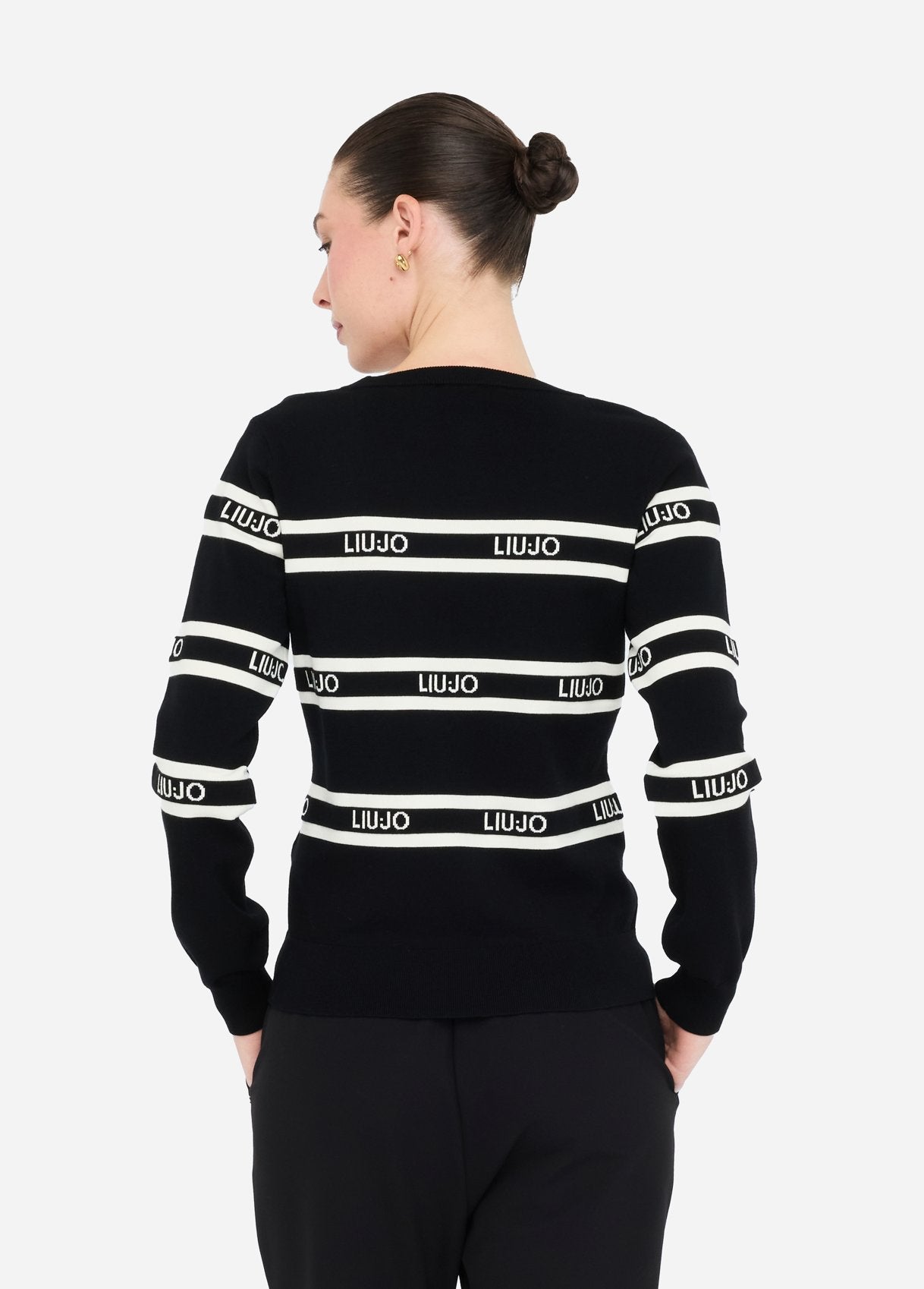Maglione Liu Jo con logo a righe Nero L | Giò Fashion