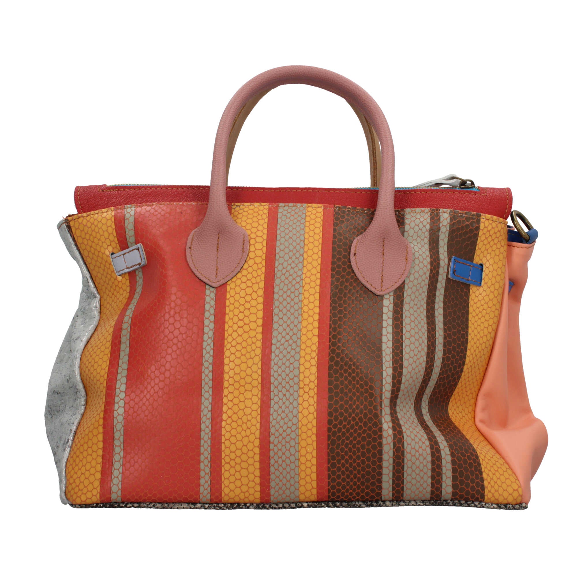 Borsa a mano elegante con design multicolore e chiusura twist