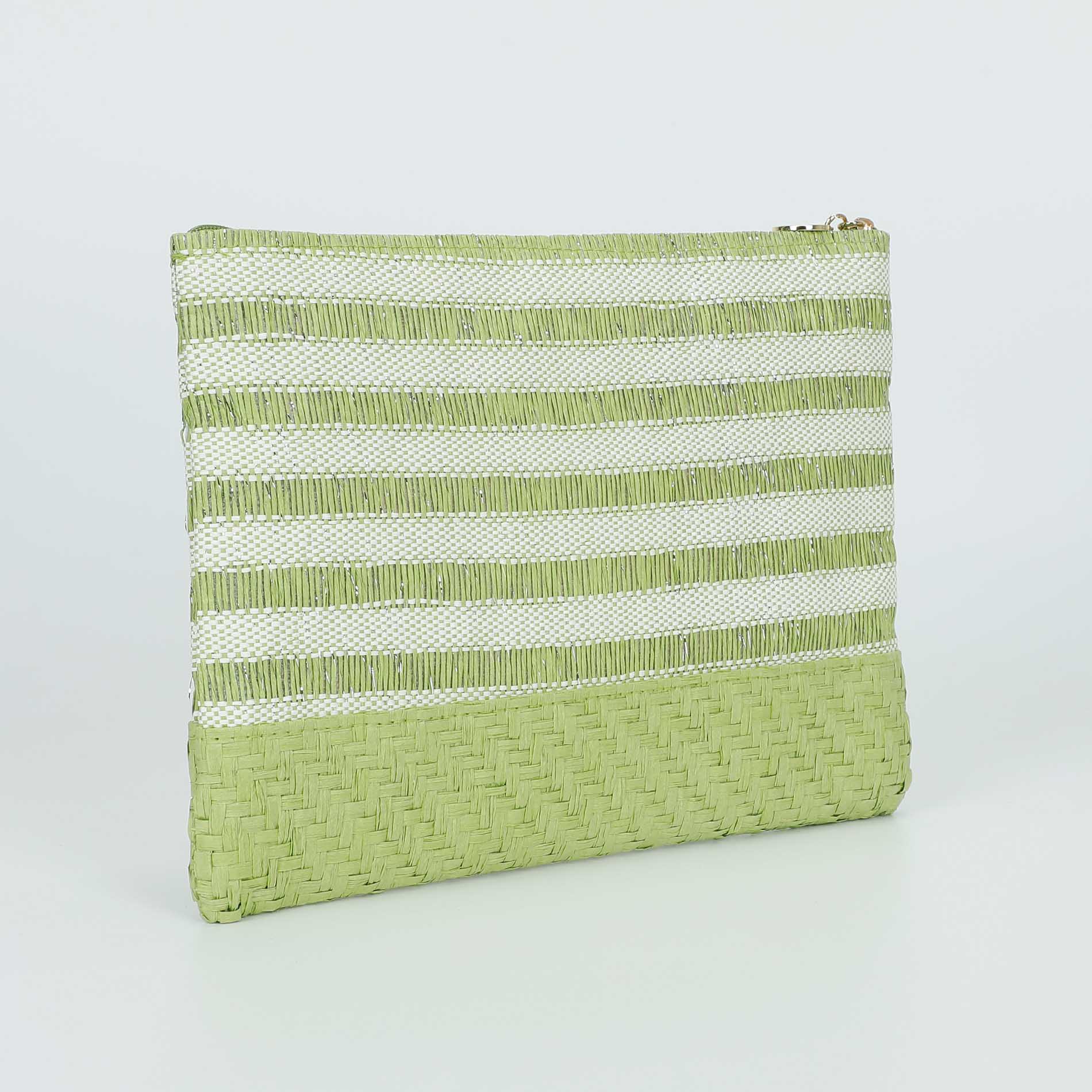 Pochette Mimi Mua in paglia intrecciata con chiusura zip
