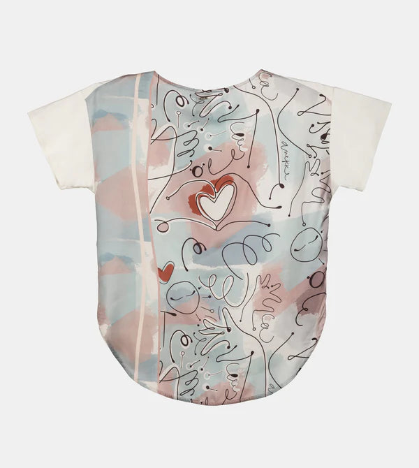 T-shirt Anekke con dettagli grafici e orlo arrotondato Bianco S/M | Giò Fashion