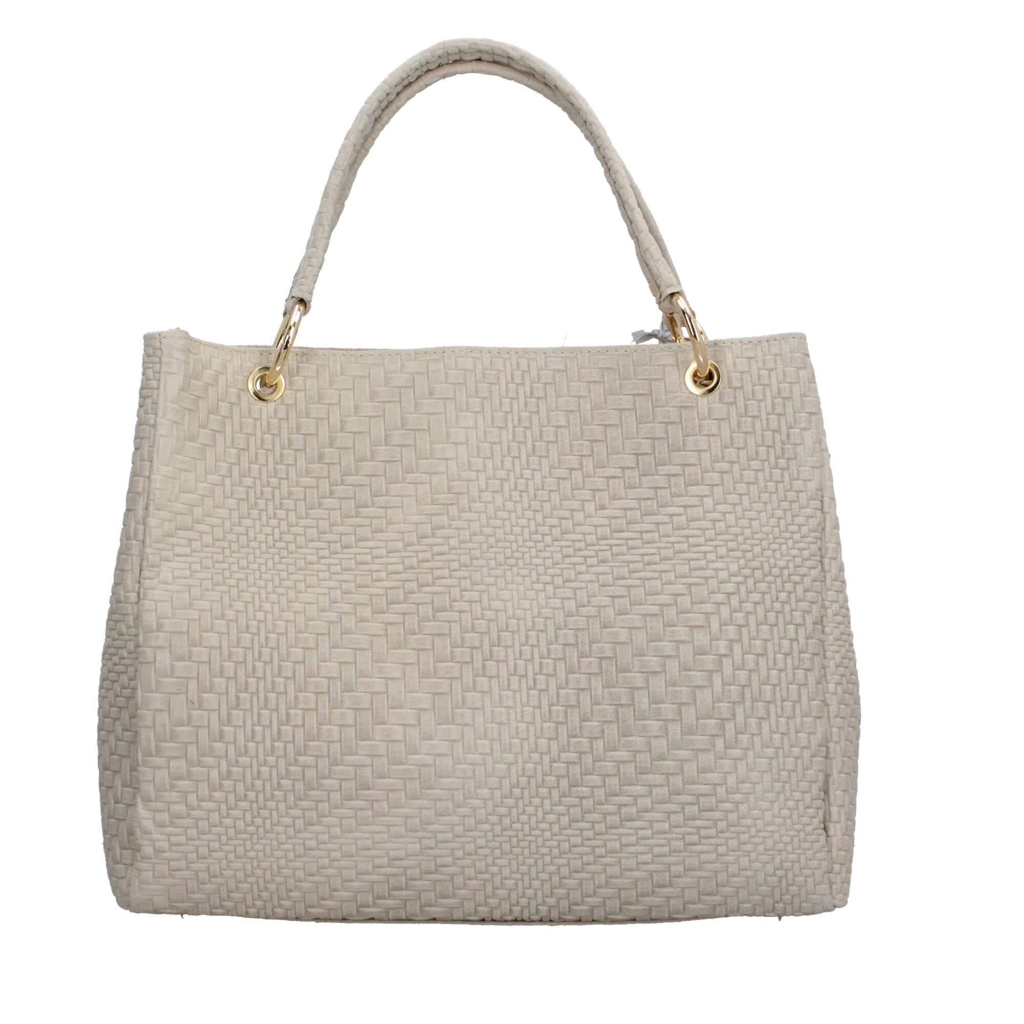 Borsa Made in Italy in vera pelle intrecciata con manico rigido
