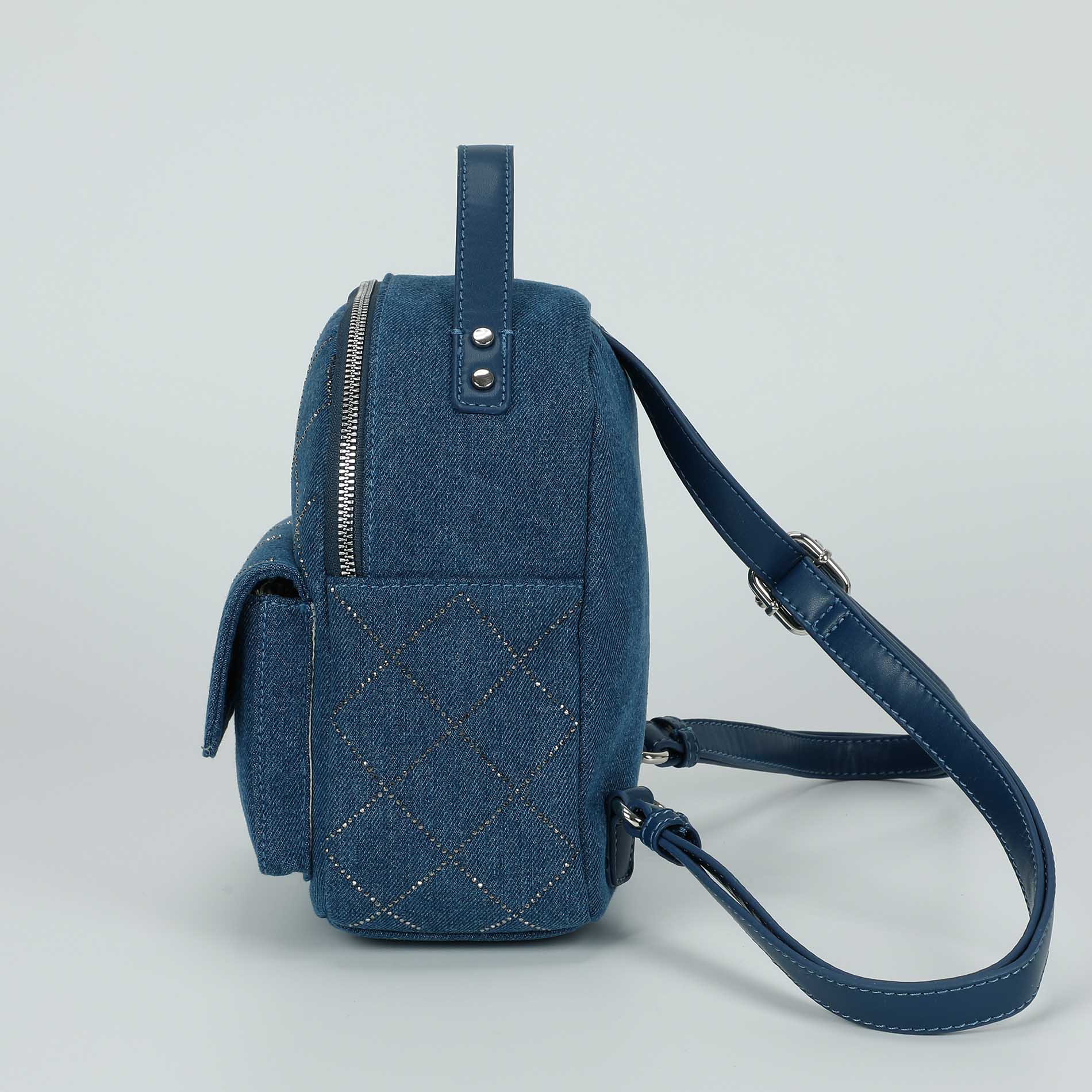 Mimi Mua zaino in jeans con strass
