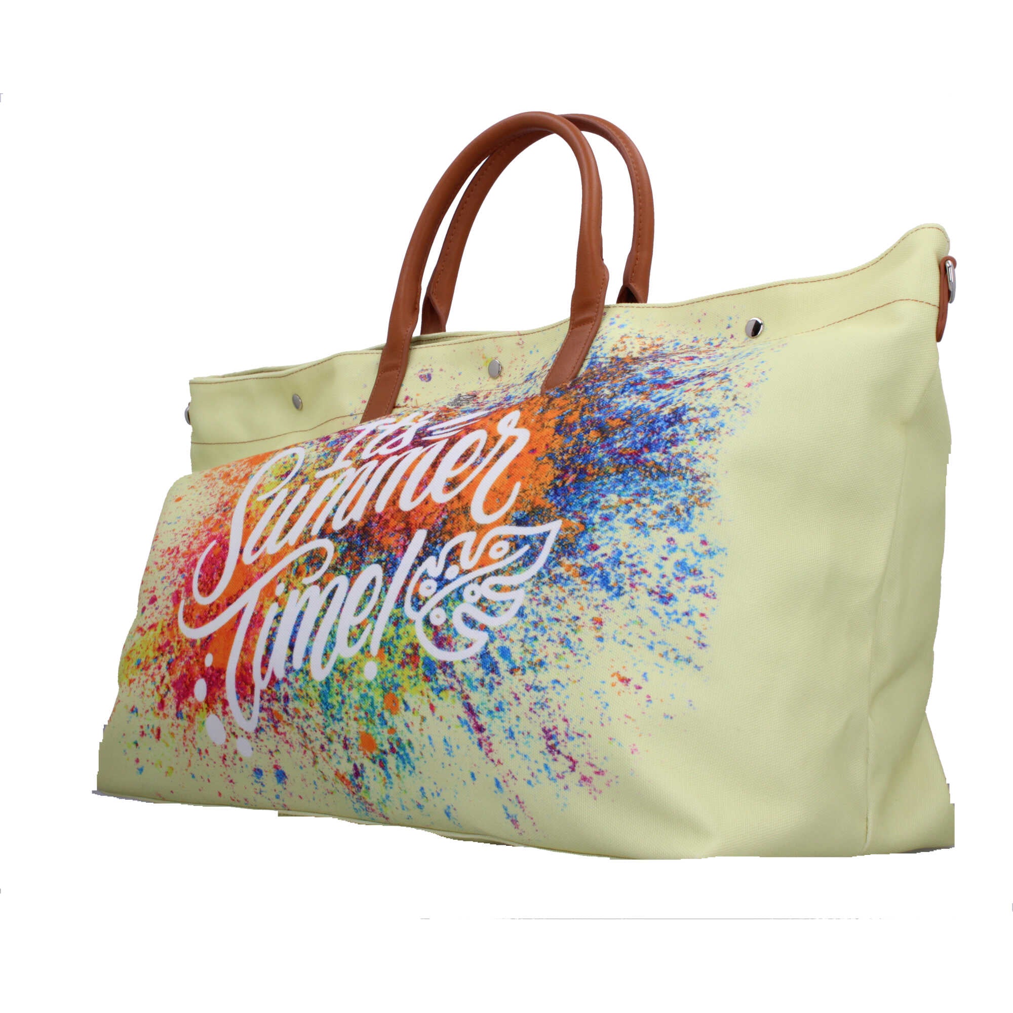 Borsa mare Ynot con stampa spray e manici in ecopelle