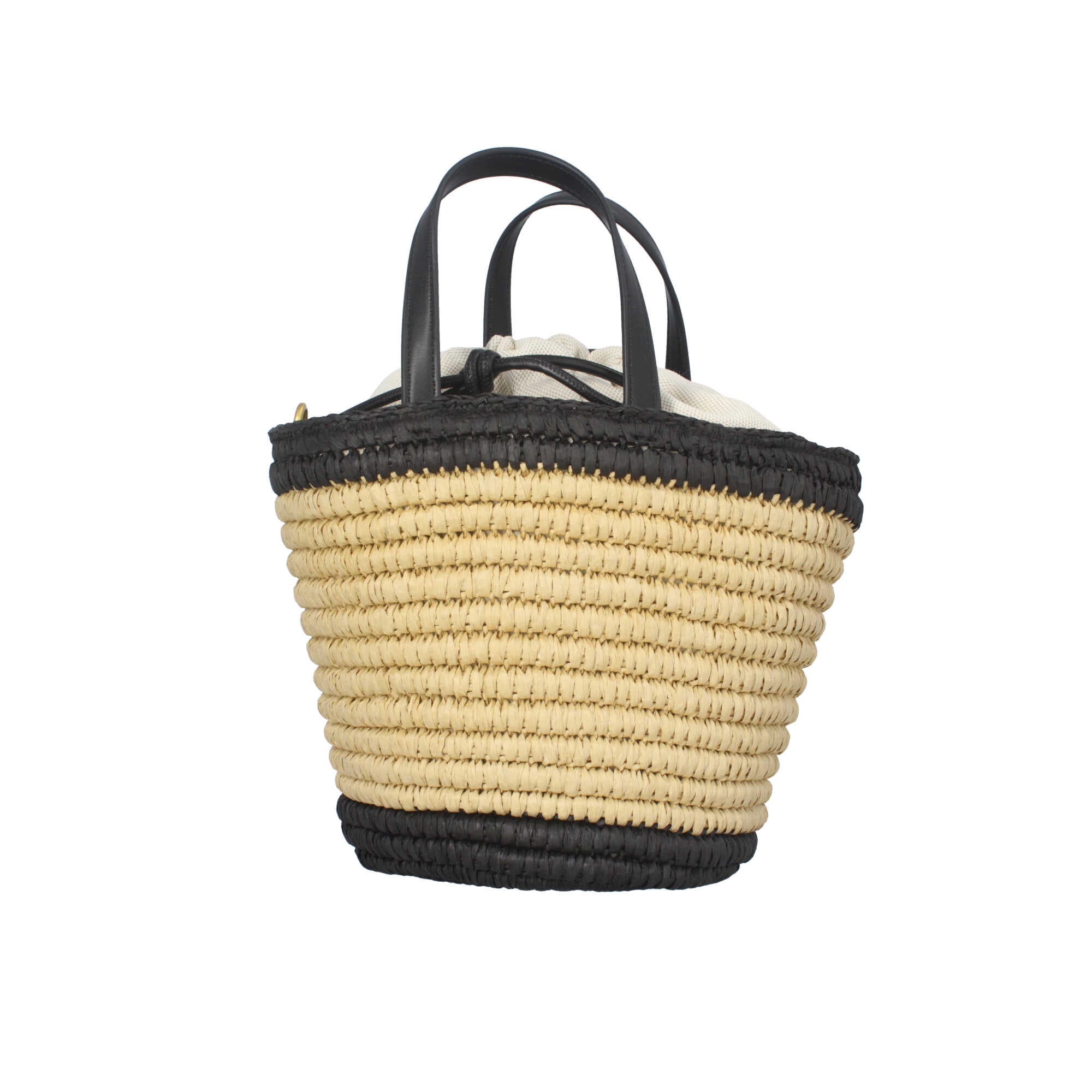 Borsa a secchiello Gianni Chiarini Mae in paglia con dettagli in pelle