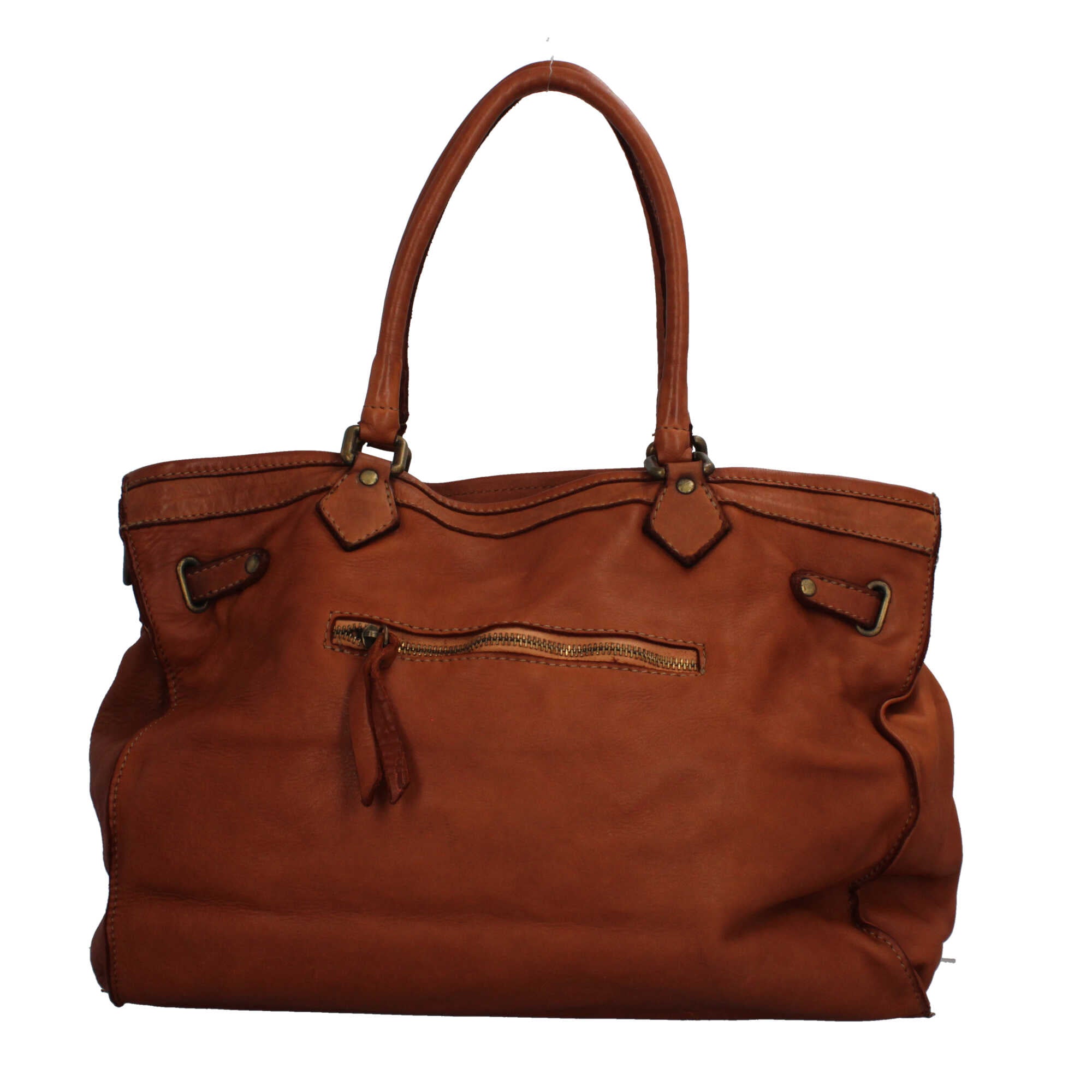 Borsa Made in Italy in pelle morbida con borchie decorative