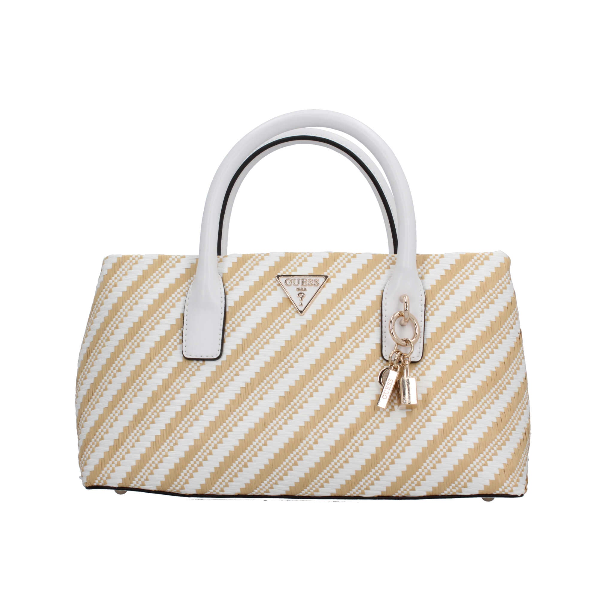 Borsa a mano Guess con effetto intrecciato e charm decorativo