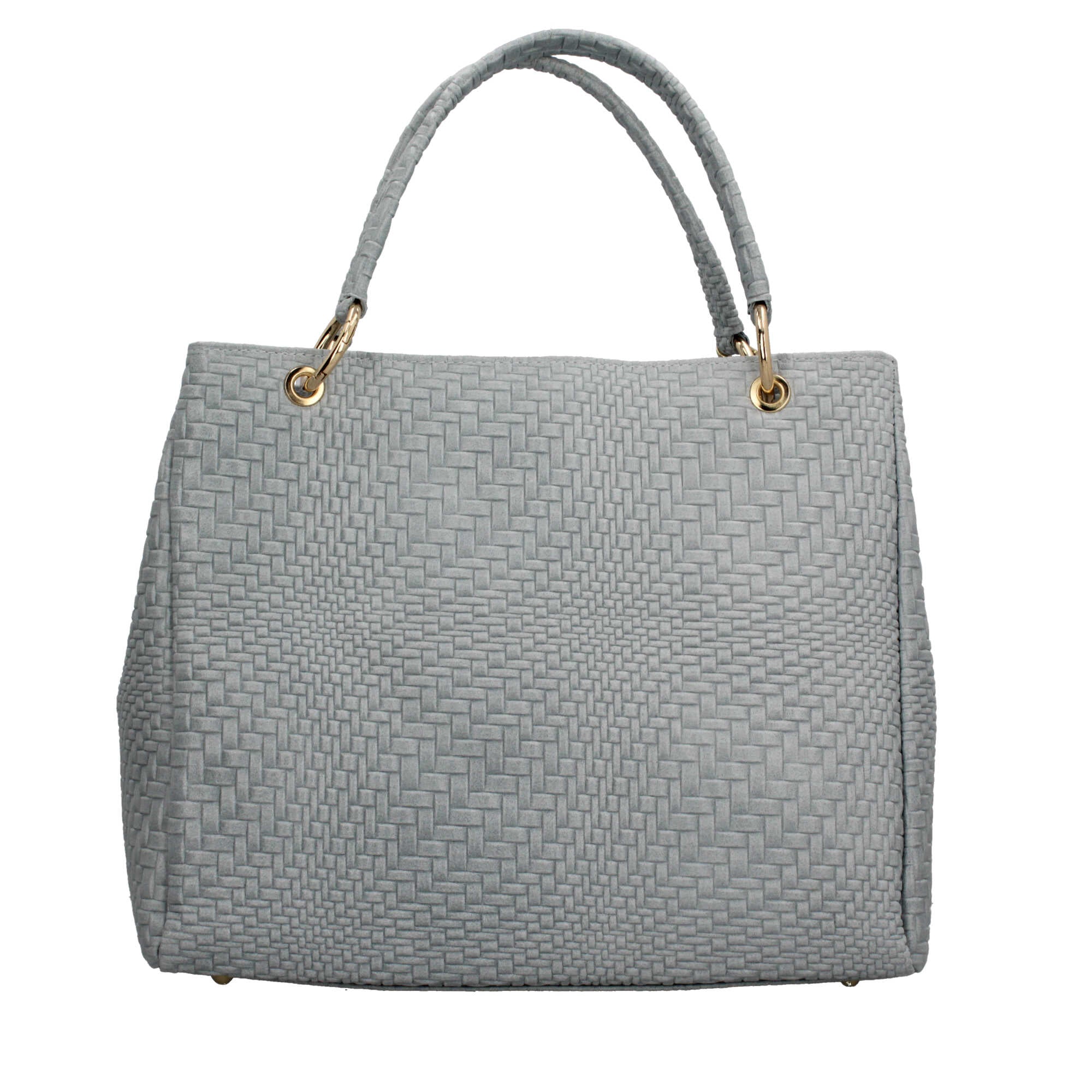 Borsa Made in Italy in vera pelle intrecciata con manico rigido
