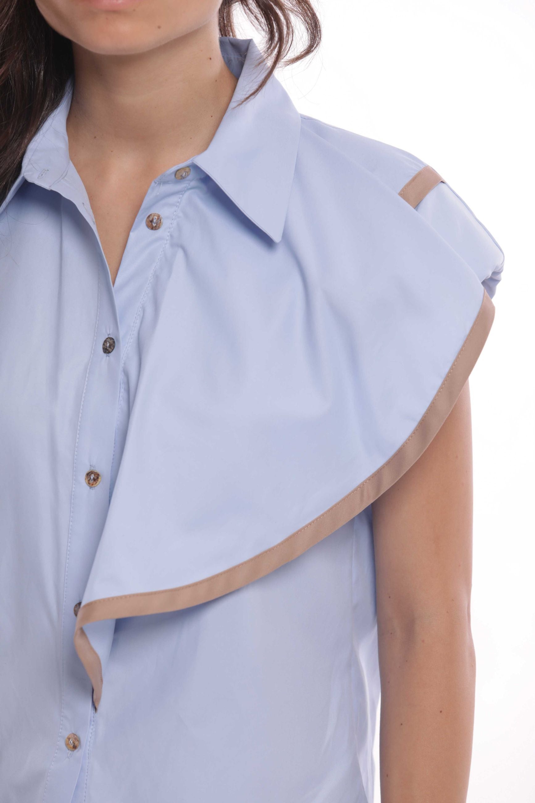Minimua Camicia Smanicata con Volant Bicolor