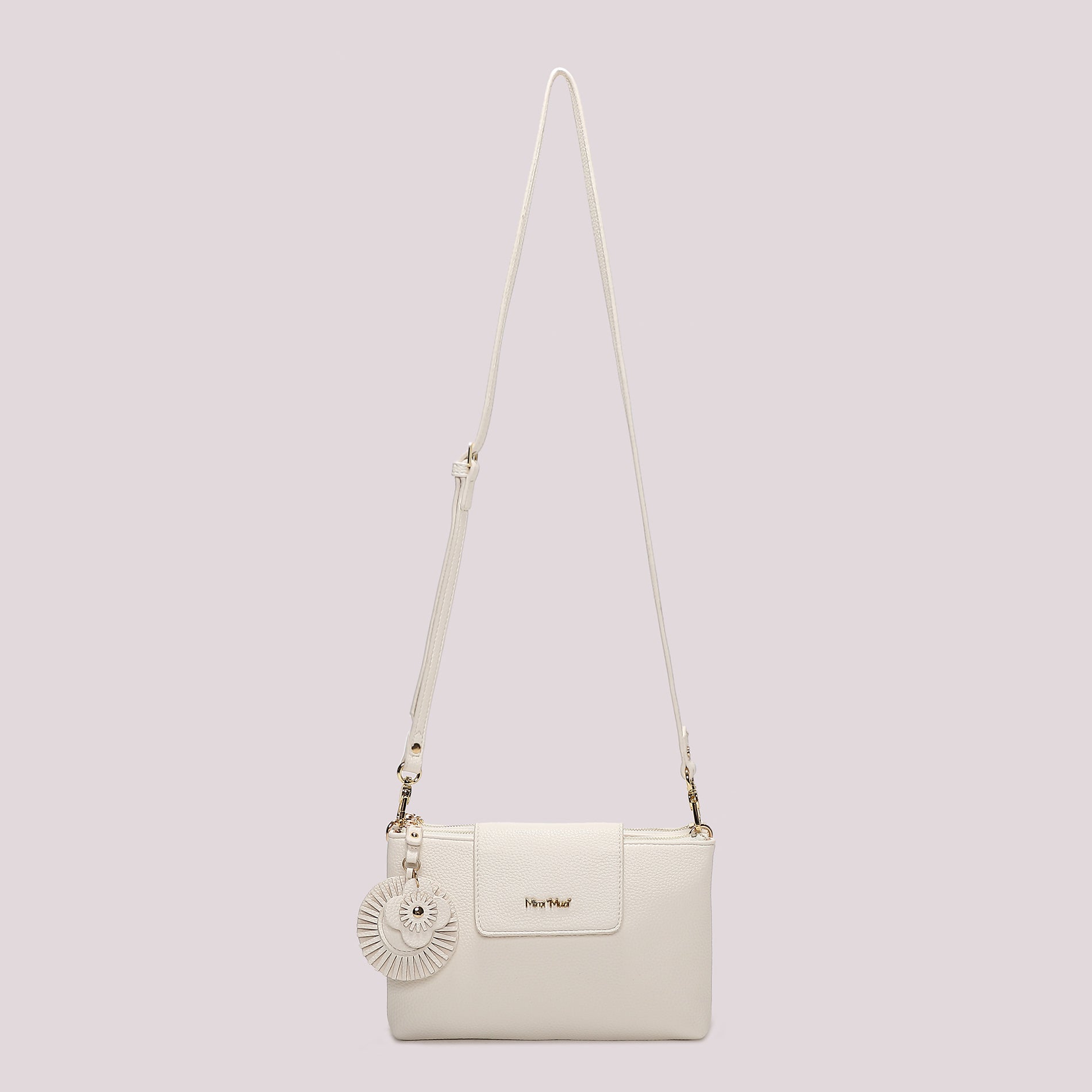 Borsa a tracolla donna rossa Mimi Mua con patta e charm floreale