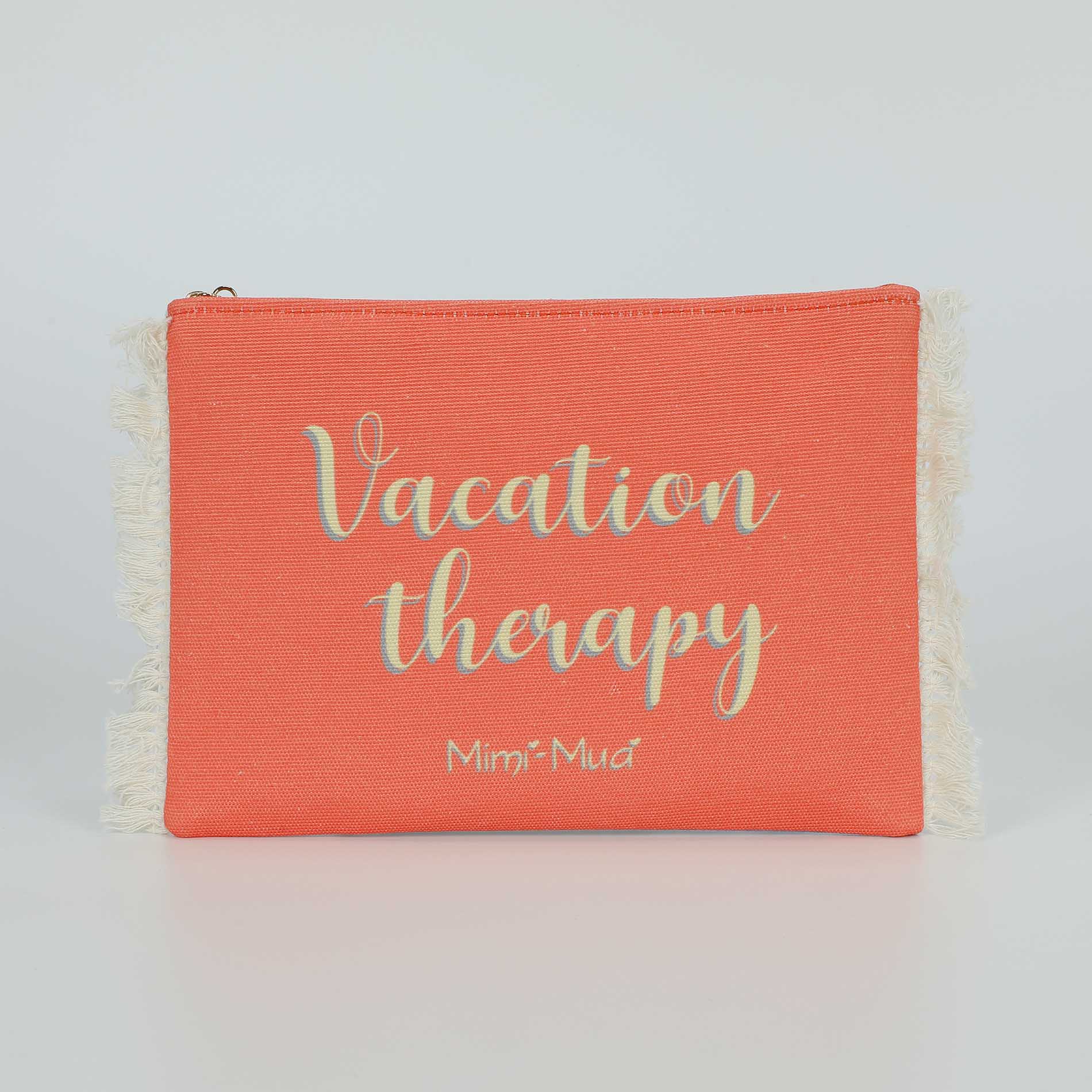 Pochette Mimi Mua con scritta decorativa e frange laterali