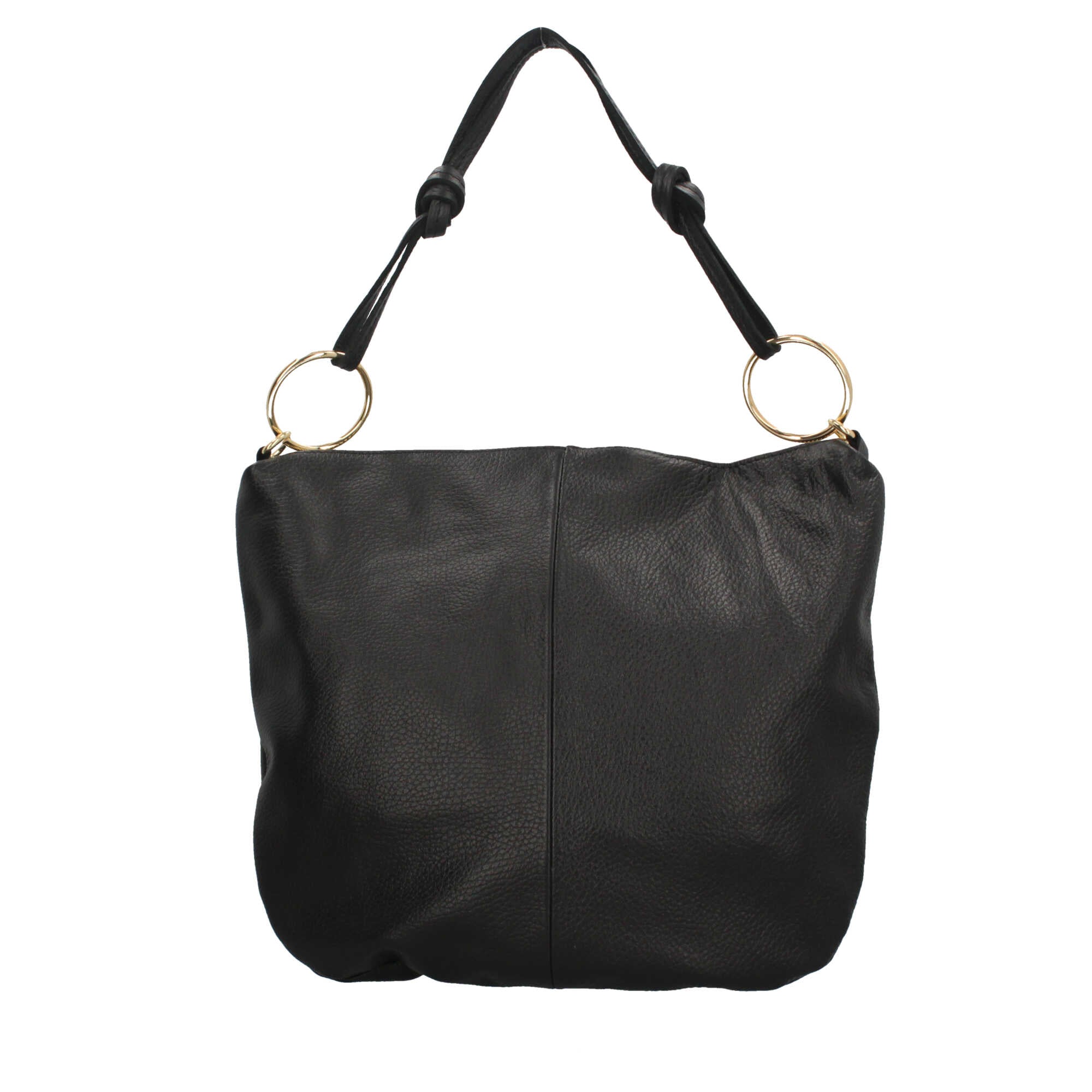 Borsa a spalla in pelle Made in Italy con manico ad anelli