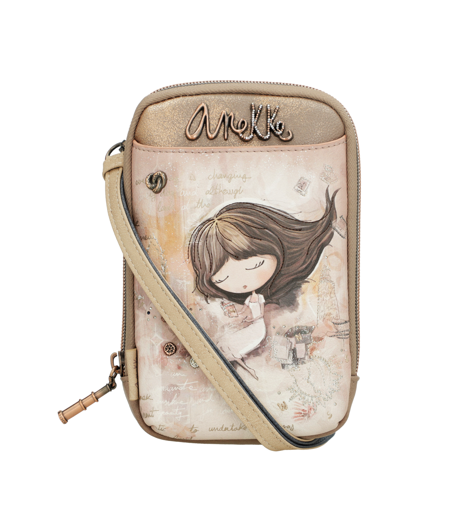 Mini borsa a tracolla Anekke compatta ed elegante con design artistico Beige TU | Giò Fashion