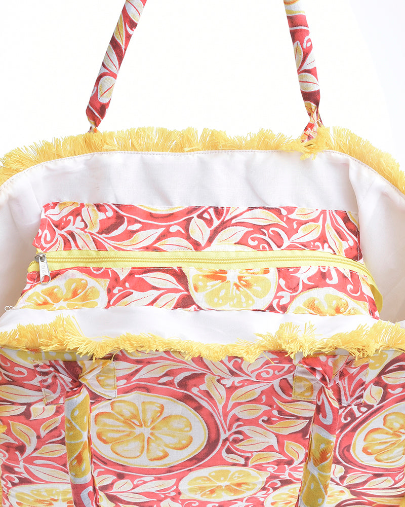 Ble Resort Collection Borsa Rosso in Tessuto con Fiori