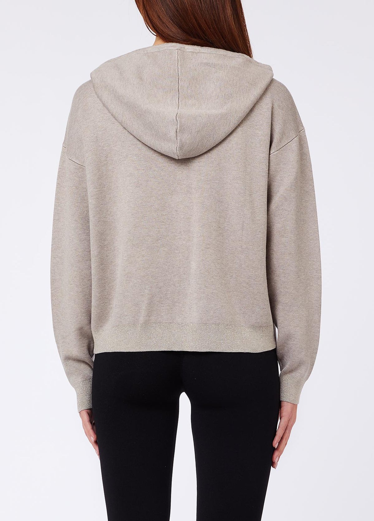 Liu Jo Maglia Donna Jacquard con Cappuccio e Dettagli Lurex