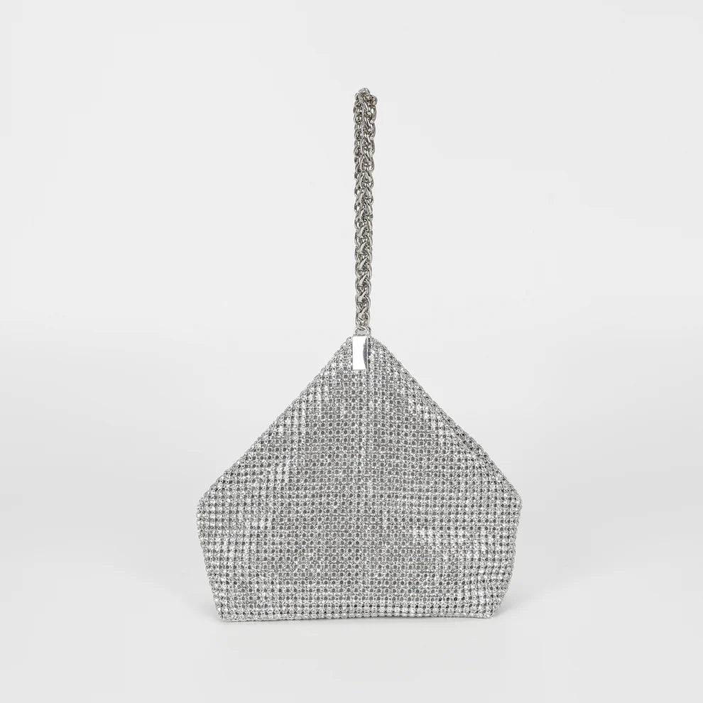 Borsa da sera donna Mimi Mua con strass e manico a catena