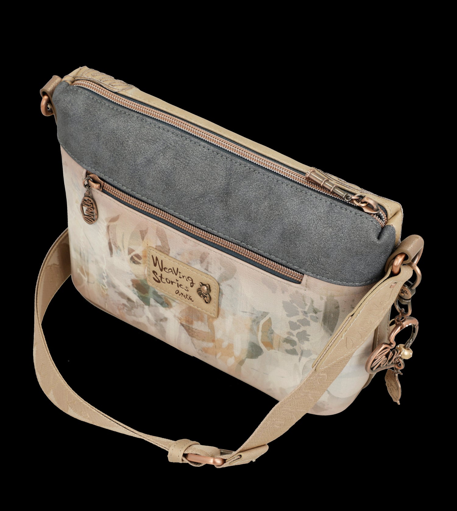 Borsa a tracolla Anekke compatta ed elegante con dettagli floreali