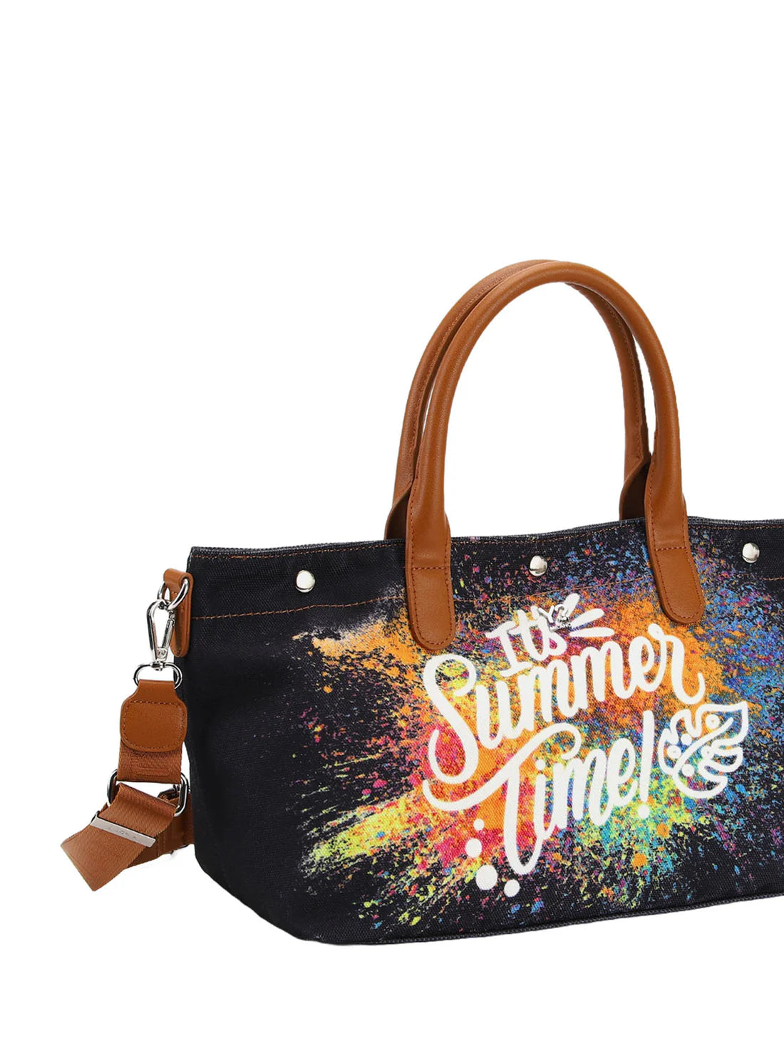 Borsa mare Ynot in tessuto con stampa estiva e tracolla rimovibile