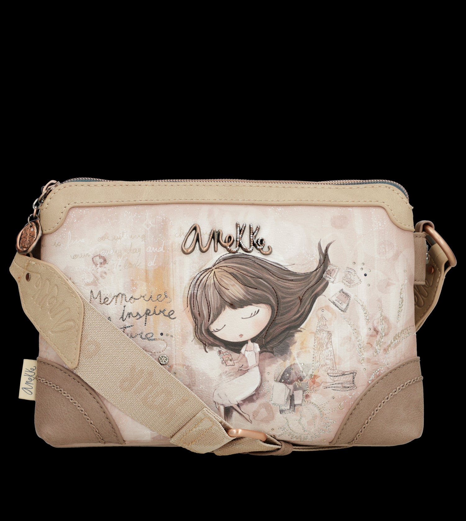 Borsa a tracolla Anekke compatta e raffinata con illustrazione esclusiva