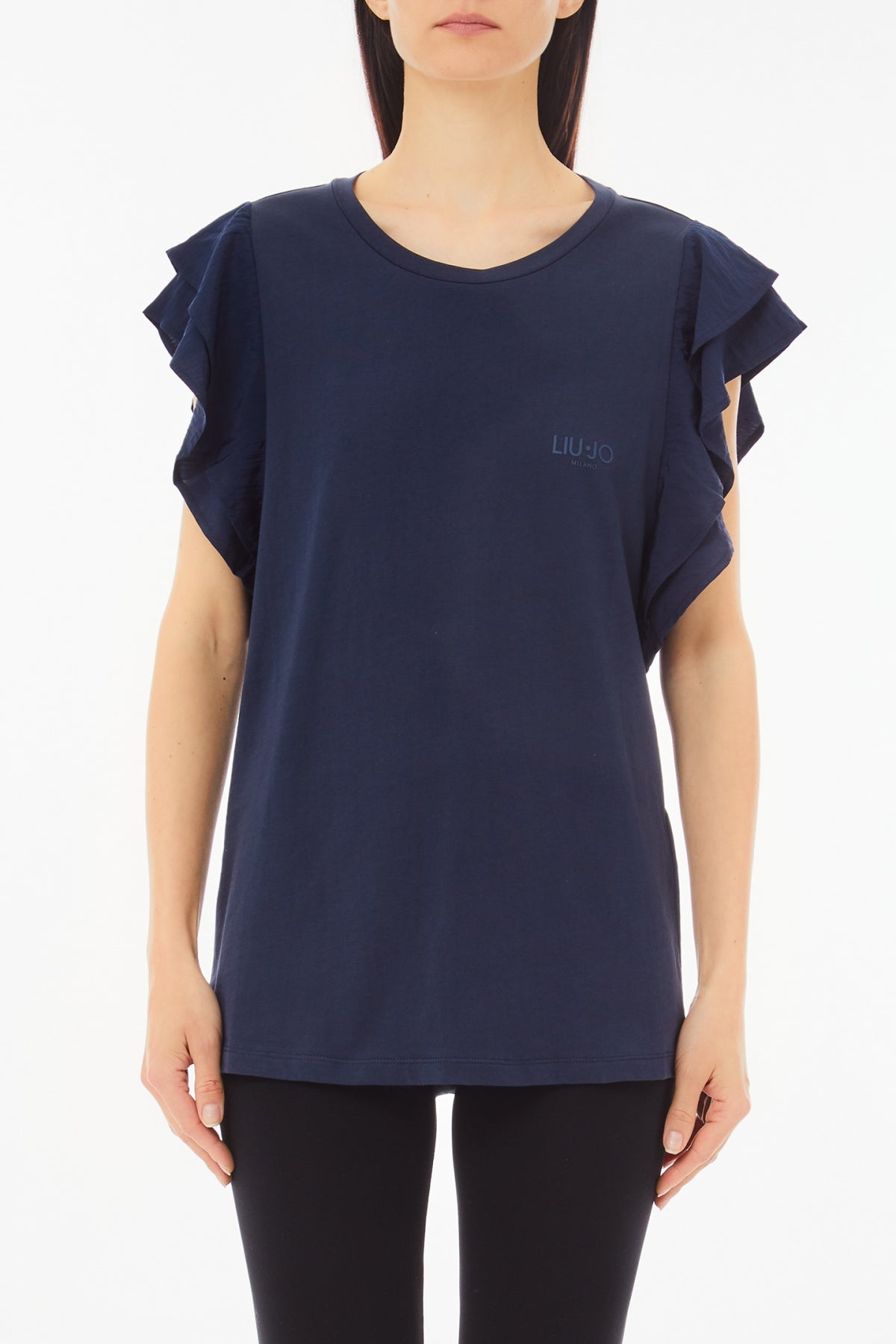 T-shirt Liu Jo con Maniche a Volant Blu S | Giò Fashion